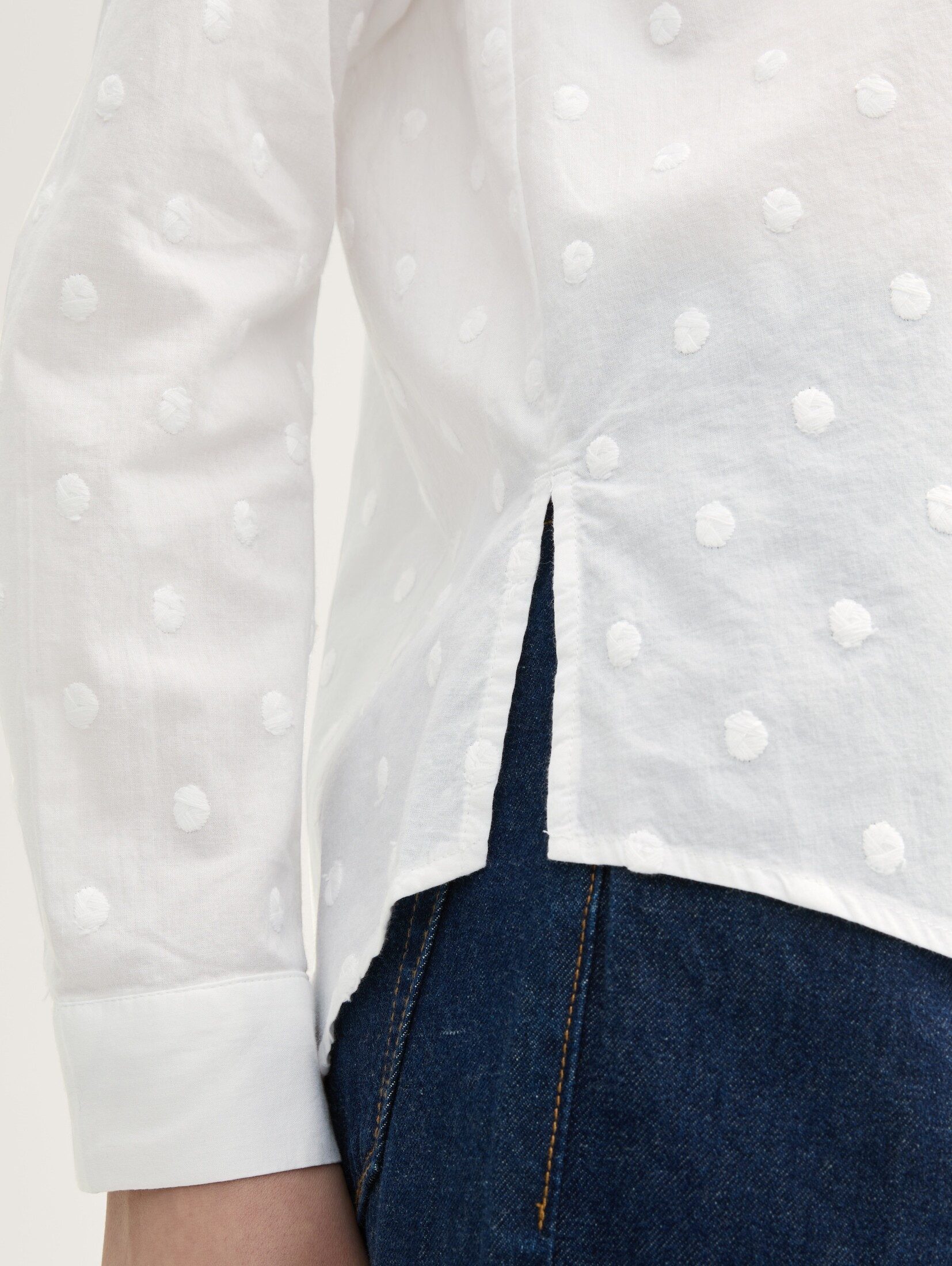 TOM TAILOR Denim Langarmbluse Blusen & Shirts Hemdbluse mit gepunkteter Struktur