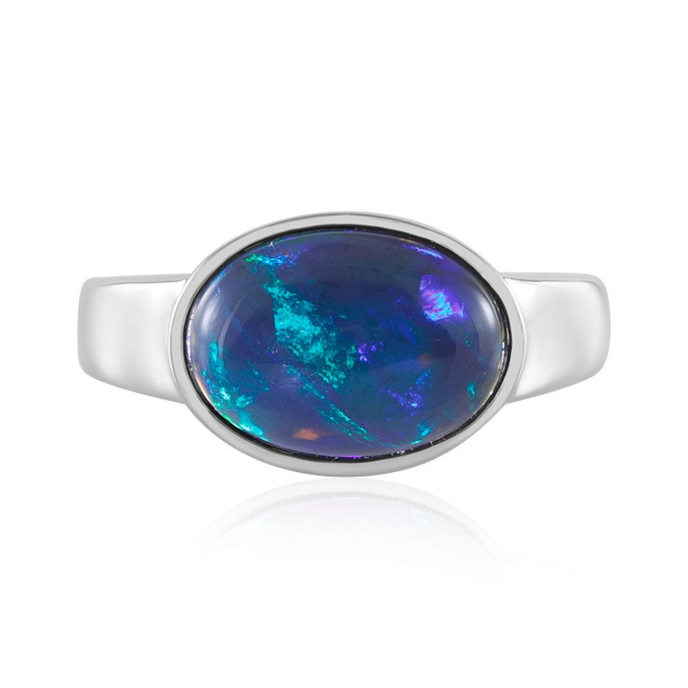 Solitärring 3,40 ct Ovaler Opal Ring, Sterlingsilber 925 Platin, Echtschmuck
