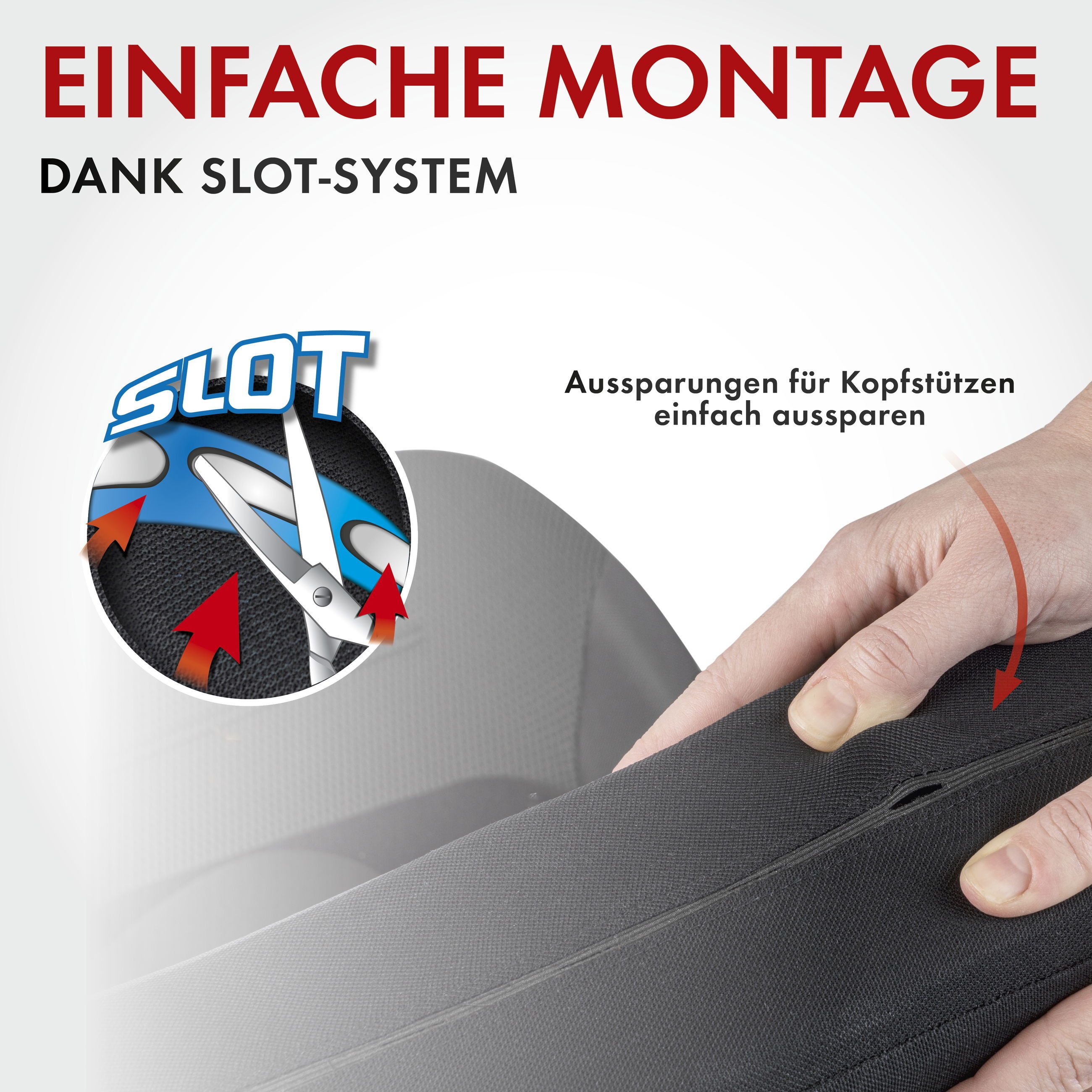 CarComfort Autositzbezug Autositzbezug Nashville schwarz, 2 Vordersitzbezüge 2tlg, 1 Rücksitzbezug 5tlg, 5 Kopfstützenbezüge, 14-tlg. – Bild 5 von 5