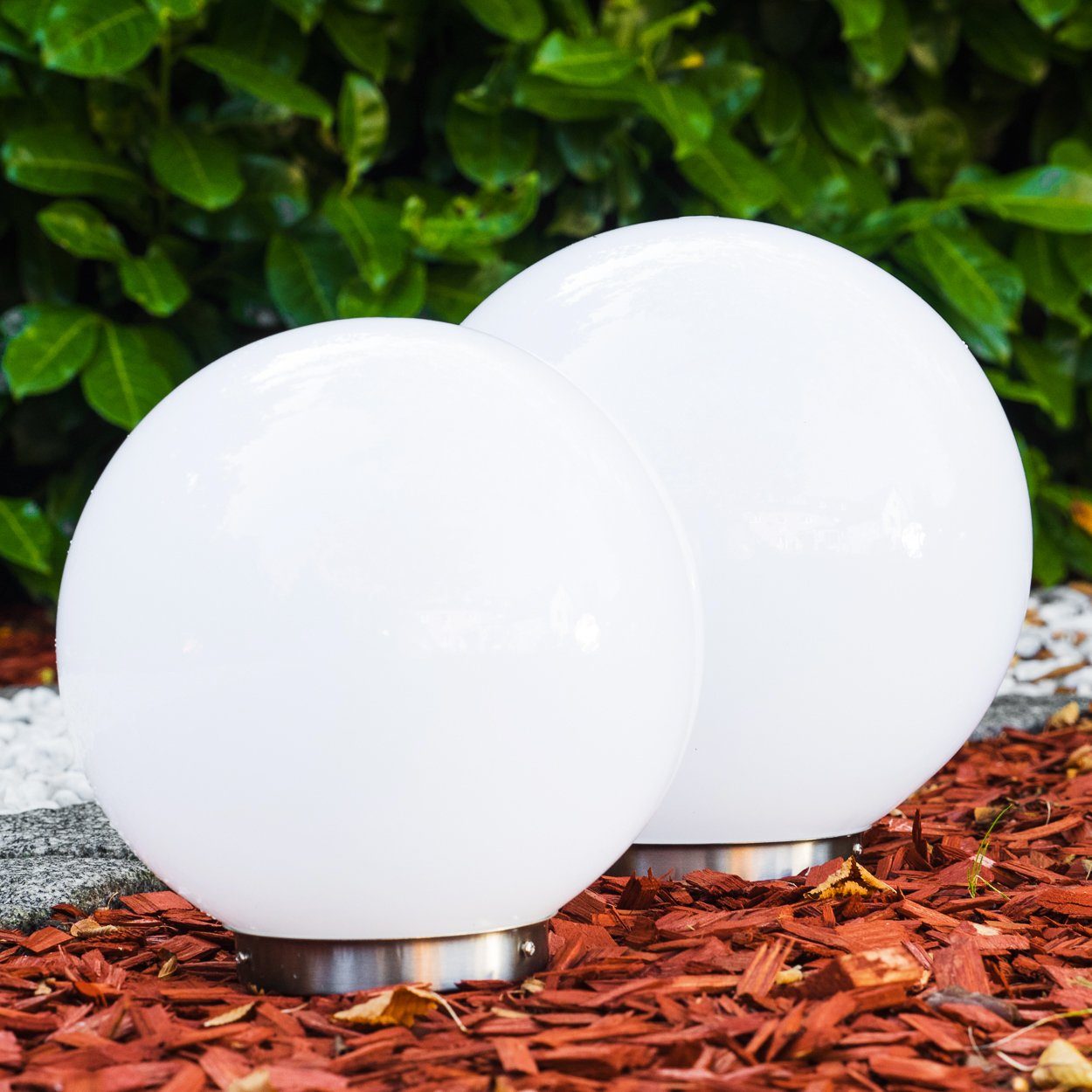 hofstein Kugelleuchte Solar Kugelleuchte 25 cm Veranda Wegeleuchte Garten Licht Edelstahl