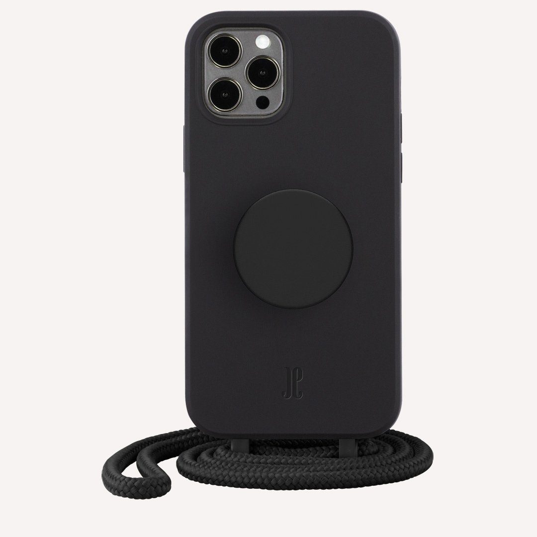 Just Elegance Handyhülle für iPhone 12 Pro Max Schutzhülle mit integriertem PopSockets, Kordel, Phone Case für das iPhone 12 Pro Max
