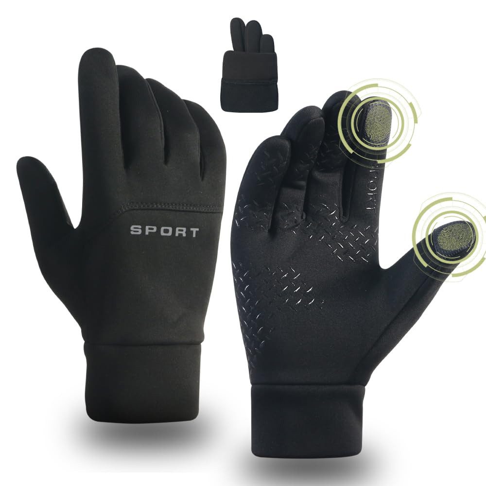 Coonoor Fahrradhandschuhe Damen Herren Warme Winterhandschuhe wasserdichte Fleecehandschuhe Touchscreenhandschuhe Winddichte Laufhandschuhe rutschfeste