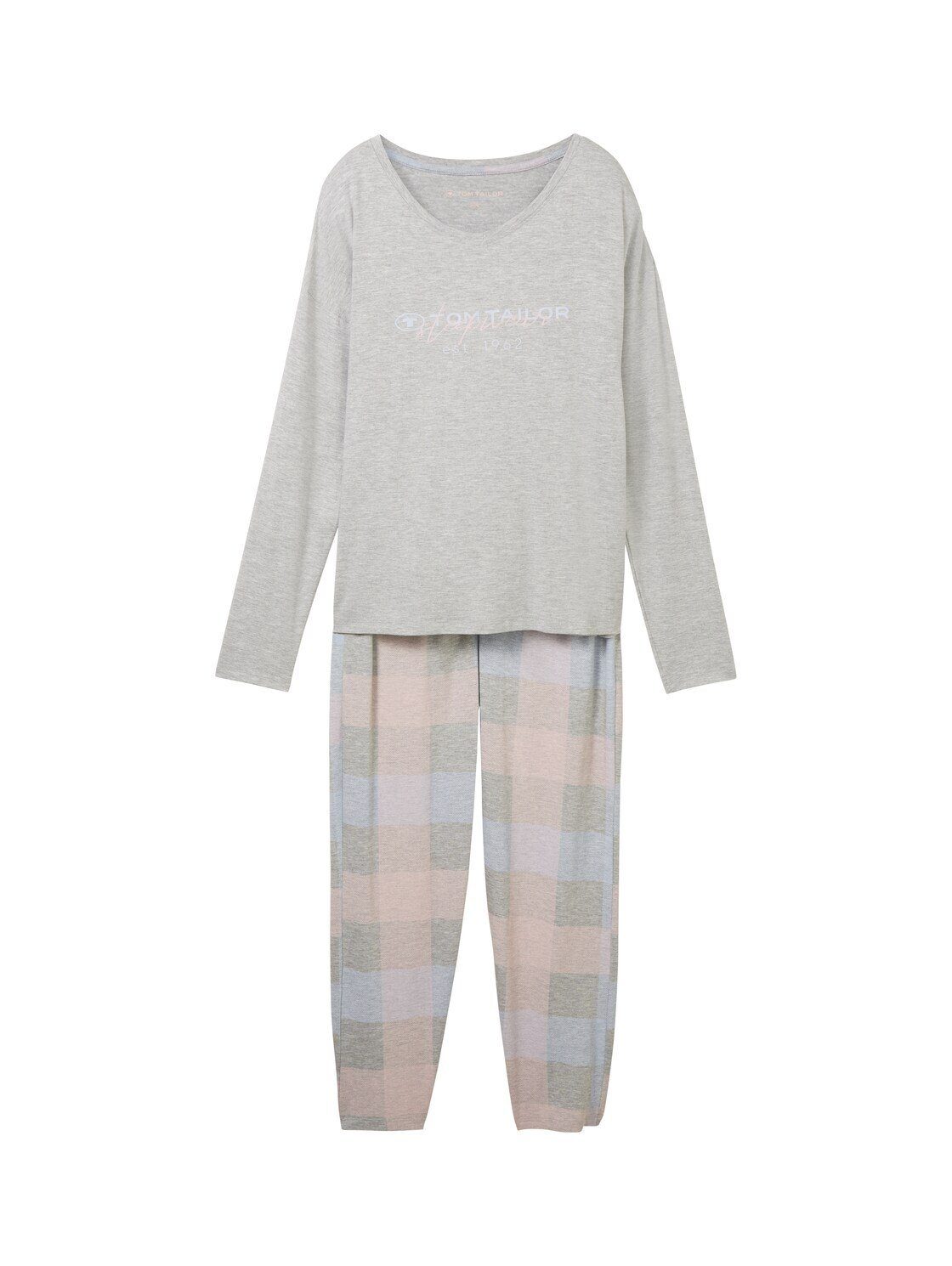 groß Pyjama trägt in TOM ist Größe S/36 und cm Unser Model Schlafhose Melange-Optik, TAILOR 177