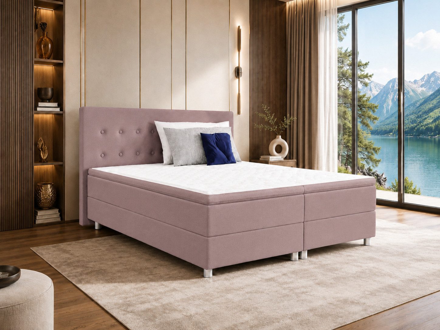 Best for Home Boxspringbett mit gepolstertem Kopfteil, komfortabler Bonnell-Matratze & 5 cm Topper (Boxspringbett-Set mit Matratze und Topper, 1-St., 90x200 120x200 140x200 160x200 180x200 200x200), Handwerksqualität,TOP Preis-Leistungs-Verhältnis