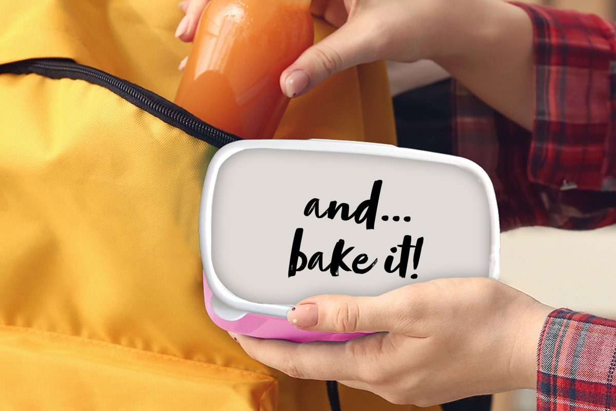 Kochen rosa Backen, Kunststoff Sprichwörter - (2-tlg), Brotdose MuchoWow Lunchbox Kunststoff, - Zitate - Brotbox - Sie! Snackbox, Erwachsene, für Und... Kinder, Mädchen, Backen