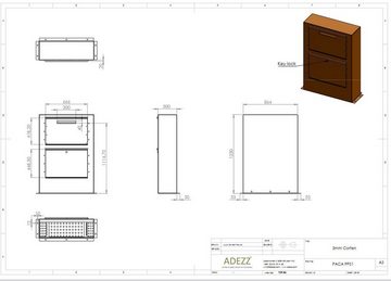 Adezz Paketbriefkasten Adezz Paca Cortenstahl, 2 mm Cortenstahl