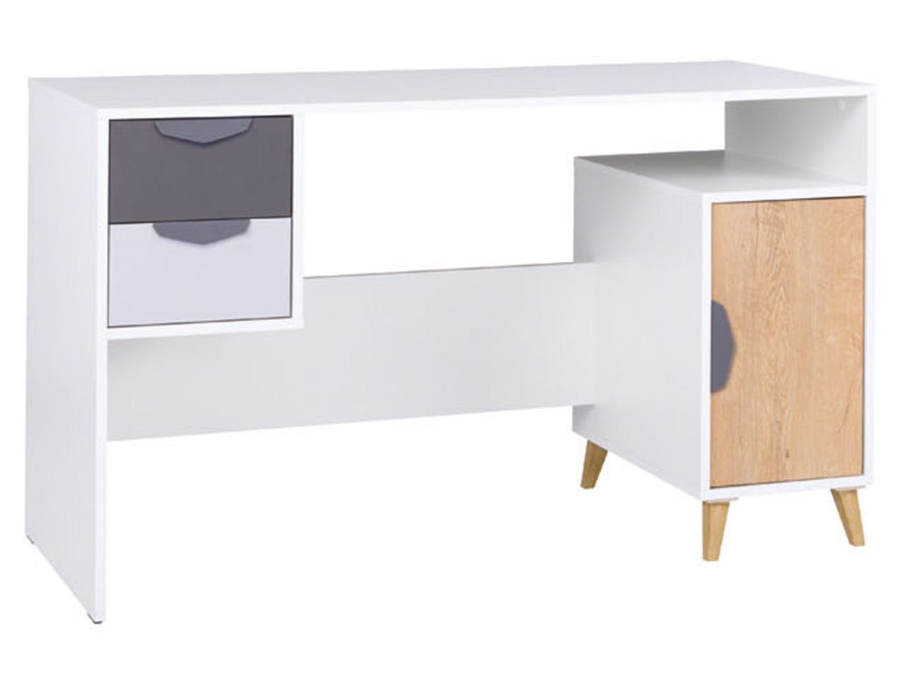 MIRJAN24 Schreibtisch Joker 13 (Drehtür und 2-Schubladen), mit Stauraum, 130x55x76 cm