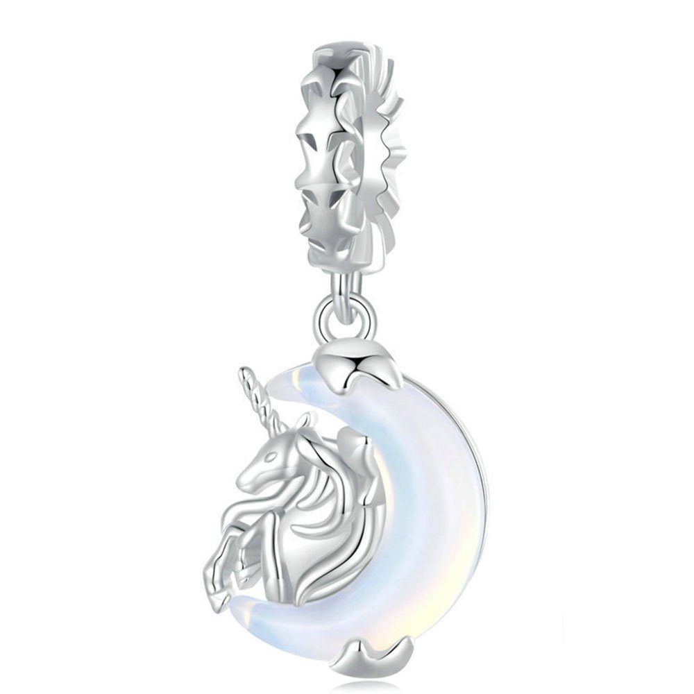 POCHUMIDUU Bead 925 Sterling Silber Mond Einhorn diy Anhänger (1-tlg., Geschenke für liebe Menschen), Perlen für Armbänder und Halsketten