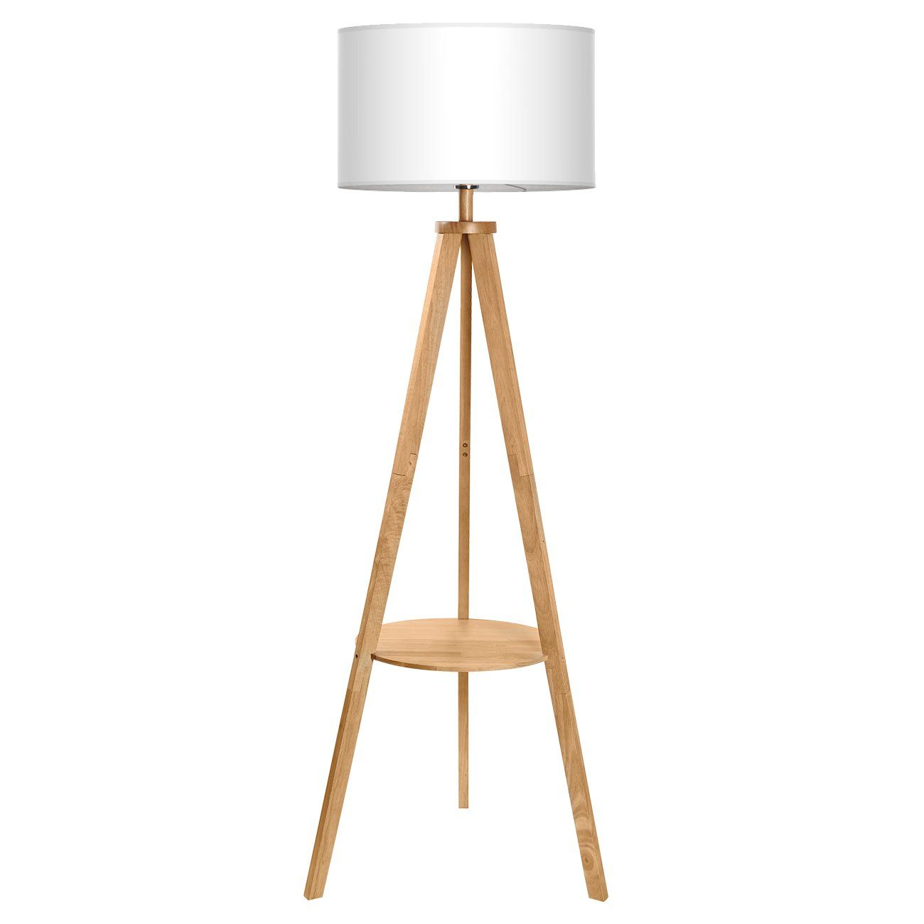 Tomons Stehlampe »Stativ aus Holz, Stehleuchte mit Ablage und E27 8W  Glühbirne«, LED wechselbar, warmweiß, Skandinavischer Stil, für Wohnzimmer,  Schlafzimmer