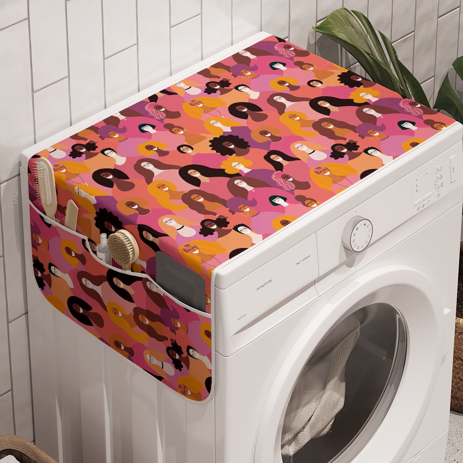 Entwurf Trockner, Anti-Rutsch-Stoffabdeckung Badorganizer Women Abakuhaus Faces Diverse Waschmaschine und Feminismus für