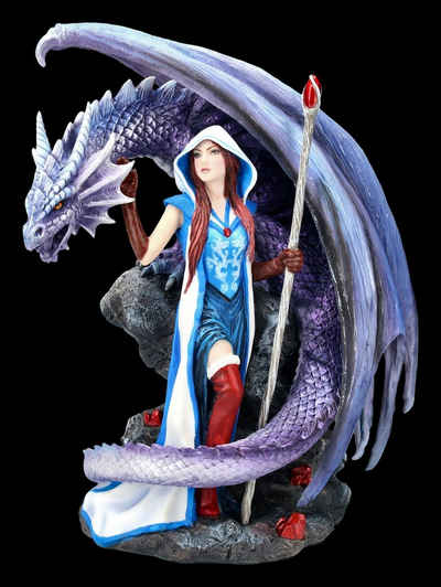 Figuren Shop GmbH Fantasy-Figur Drachen Figur mit Zauberin - Dragon Mage - Anne Stokes Fantasy