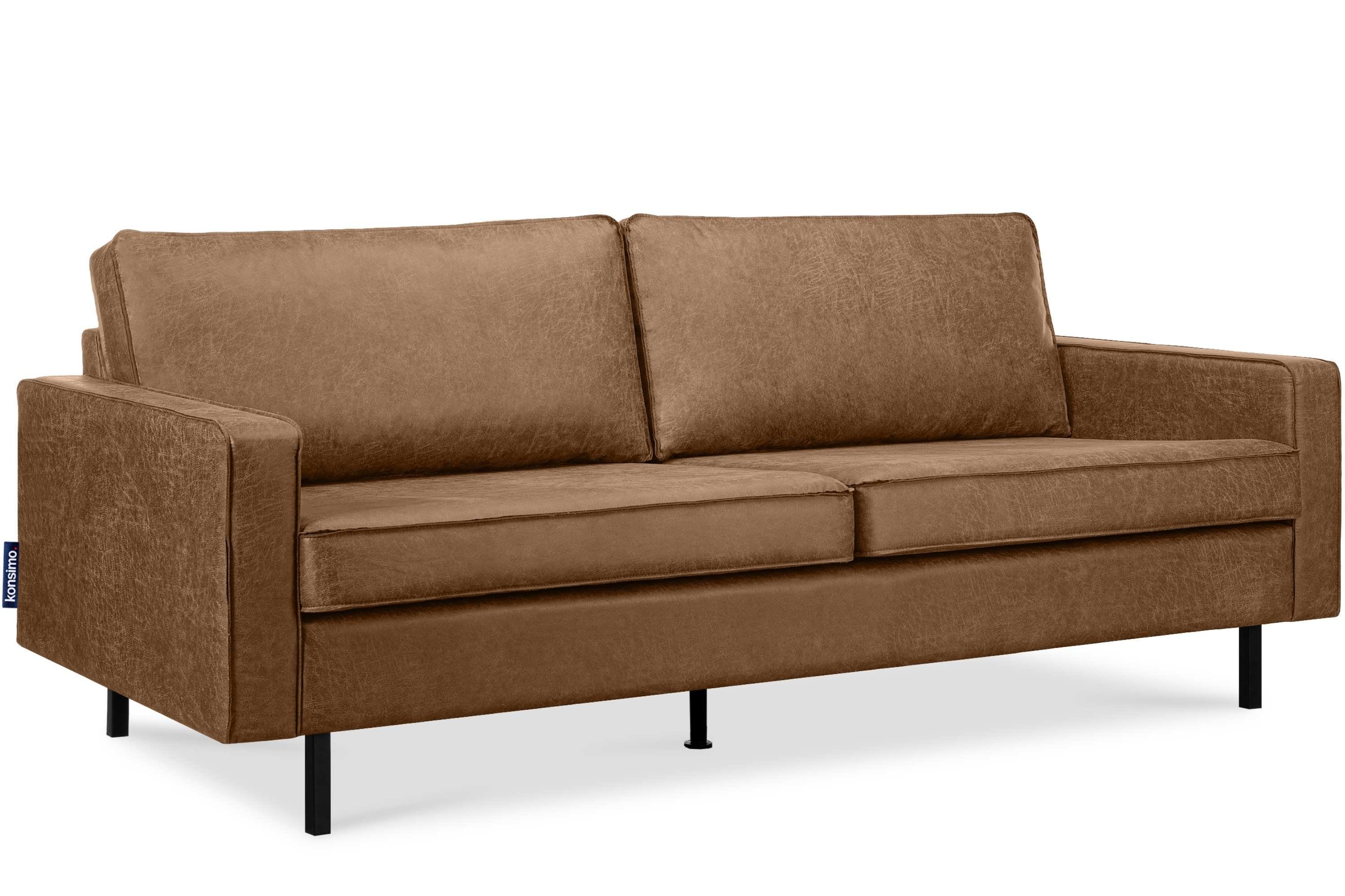 in braun EU braun hohen INVIA braun Echtleder, Konsimo 3-Sitzer | auf Dreisitzer-Sofa, Grundschicht: Hergestellt | Metallfüßen,