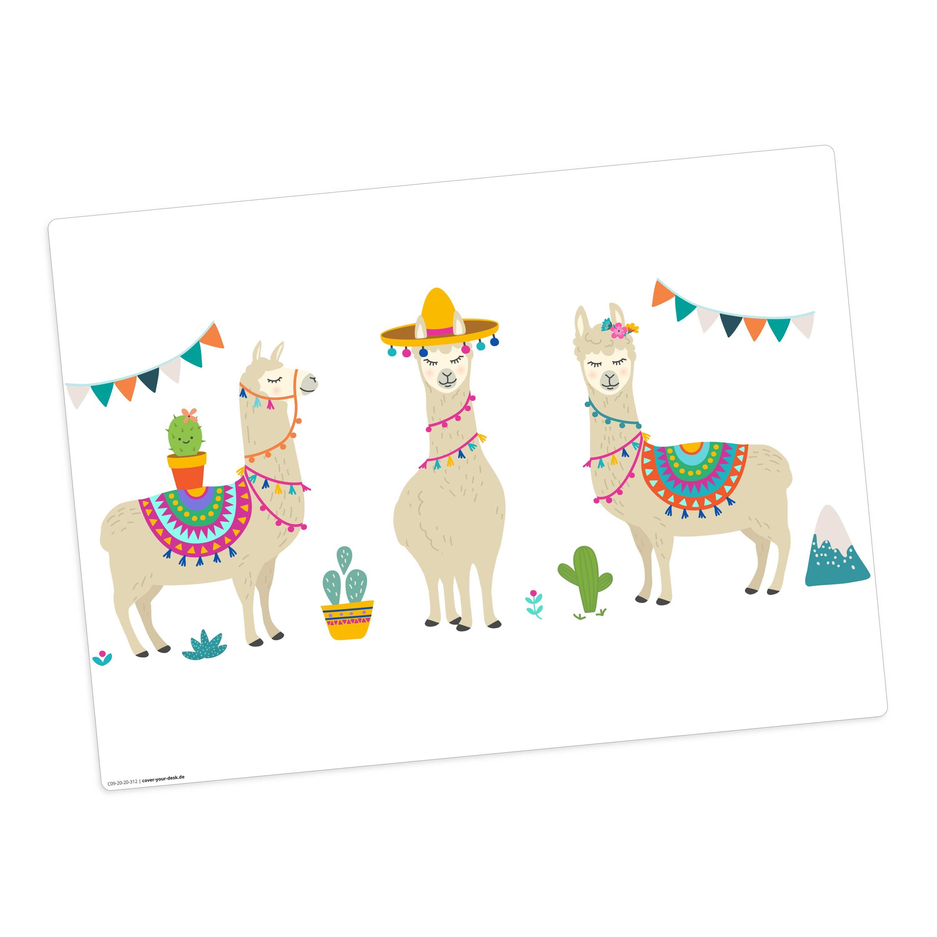 Tischsetmacher Platzset Tischset I Platzset abwaschbar - Für Kinder - Alpaka, (aus erstklassigem Vinyl (Kunststoff - BPA-frei), 1-St., 44 x 32 cm - rutschfeste Tischdekoration), Made in Germany