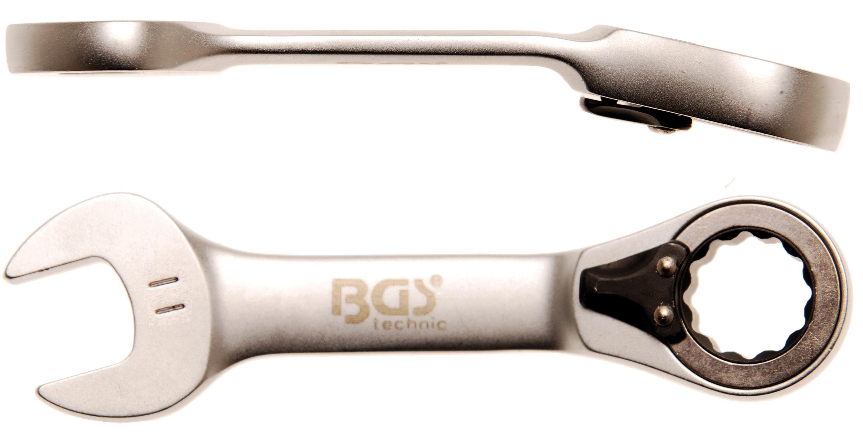 BGS technic Stecknuss Ratschenring-Maulschlüssel, kurz, umschaltbar, SW 11 mm
