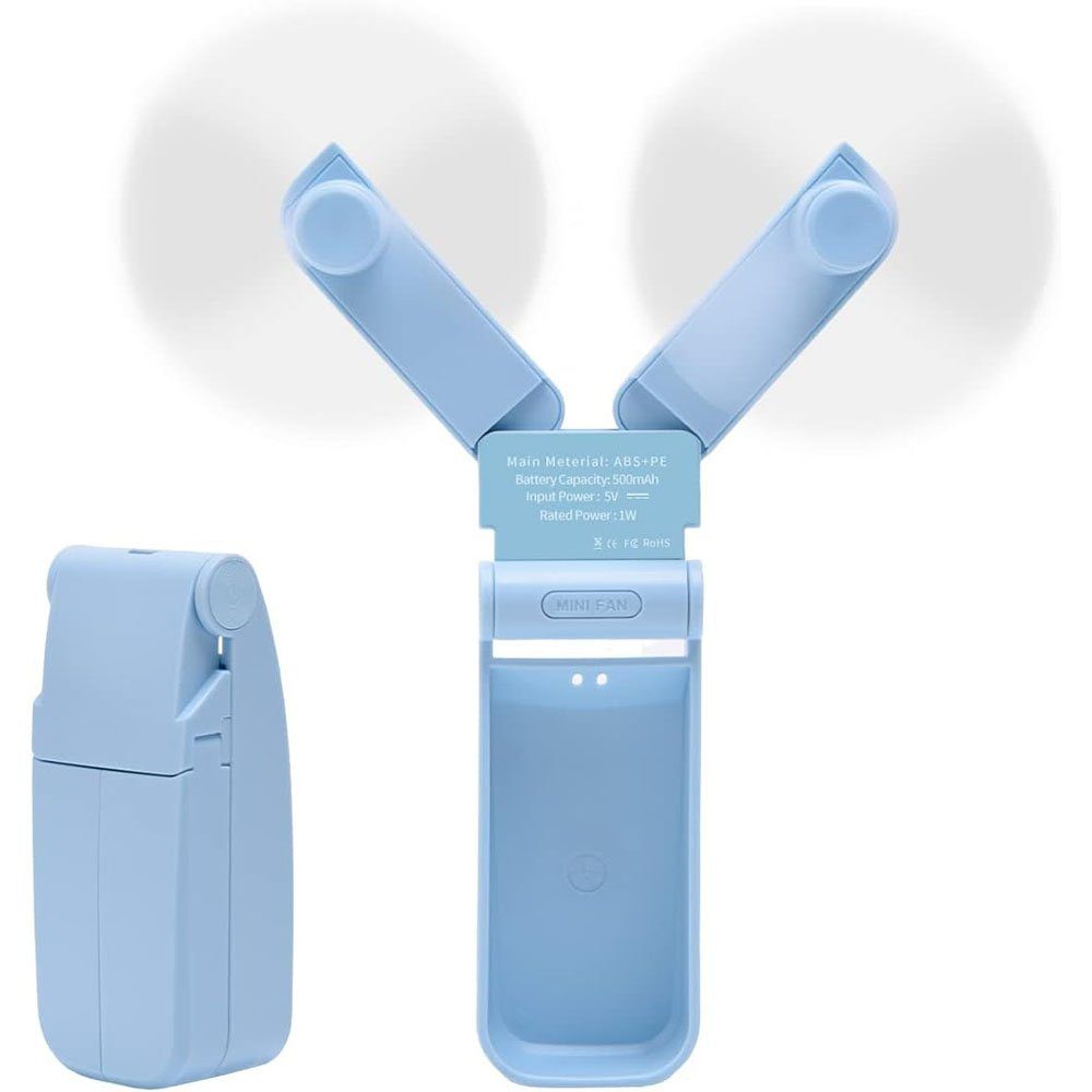 MOUTEN Heizkörperventilator Tragbarer Mini-Taschenventilator, wiederaufladbarer USB-Ventilator mit Blau