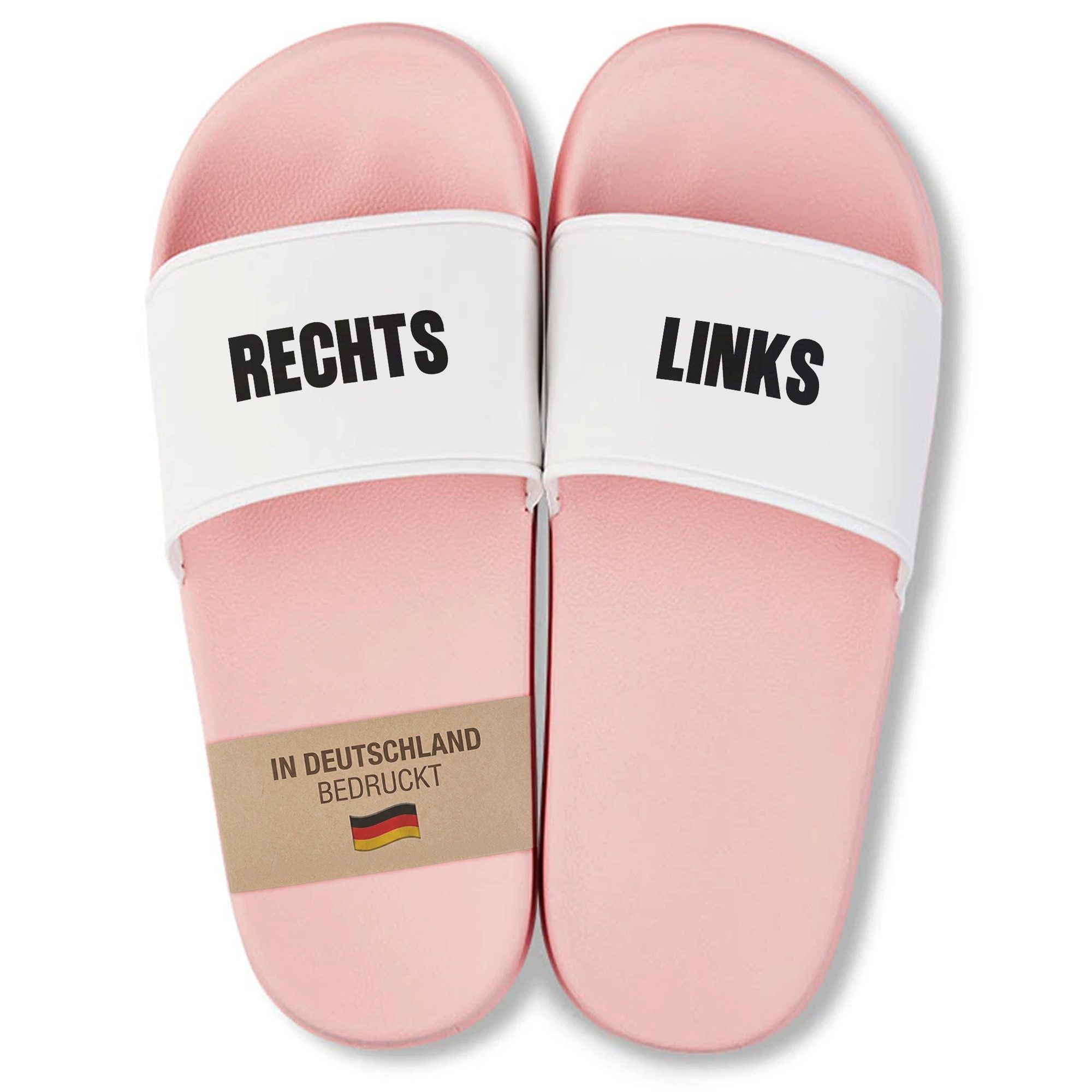 22Feels Badelatschen Damen Pink Lustiges Geschenk Malle Urlaub Rechts Links Badepantolette IN DEUTSCHLAND BEDRUCKT
