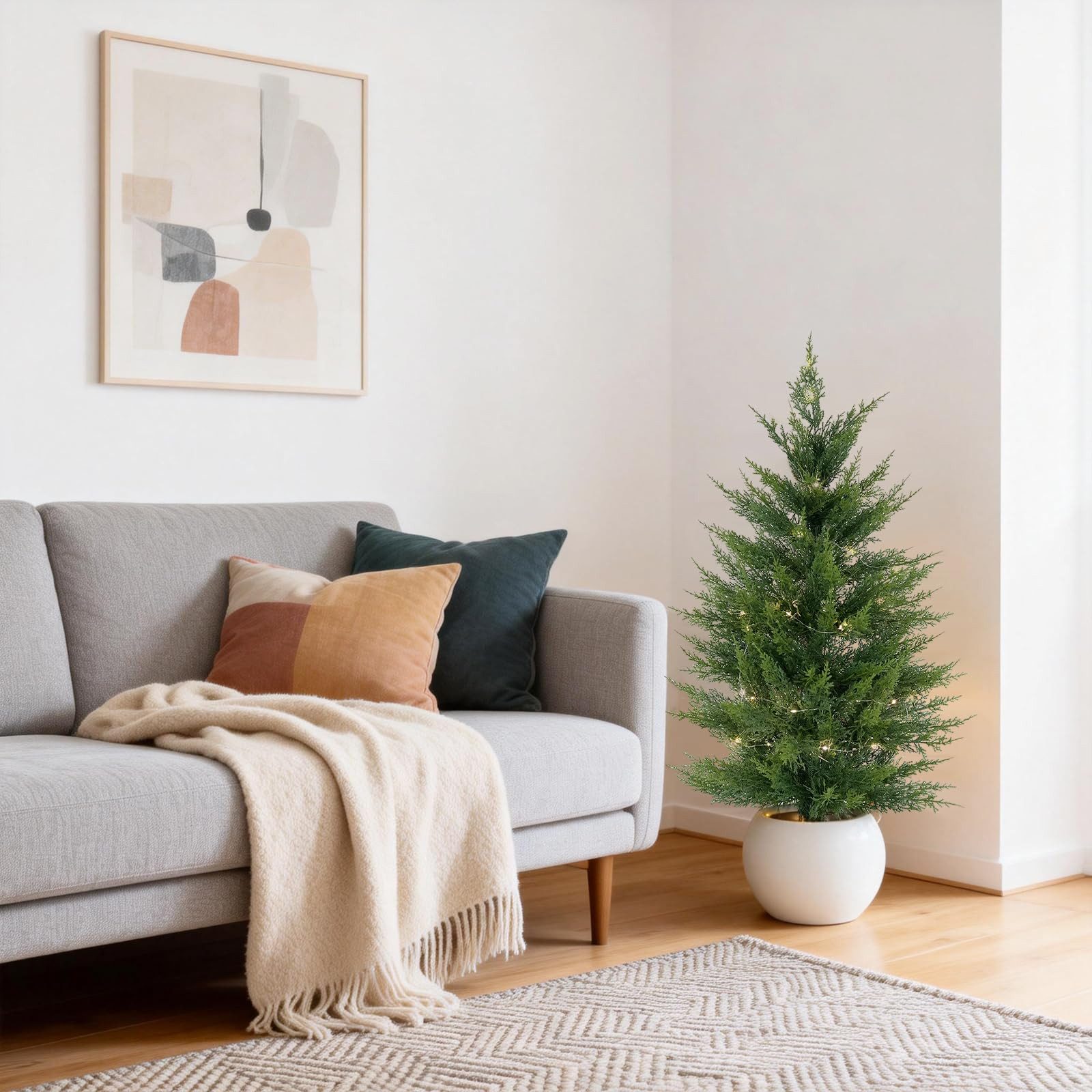 Kunstbaum 2er Set Künstliche Kiefern Bäume Mit LED Beleuchtung, GarveeMore, Höhe 90 cm – Bild 2 von 4