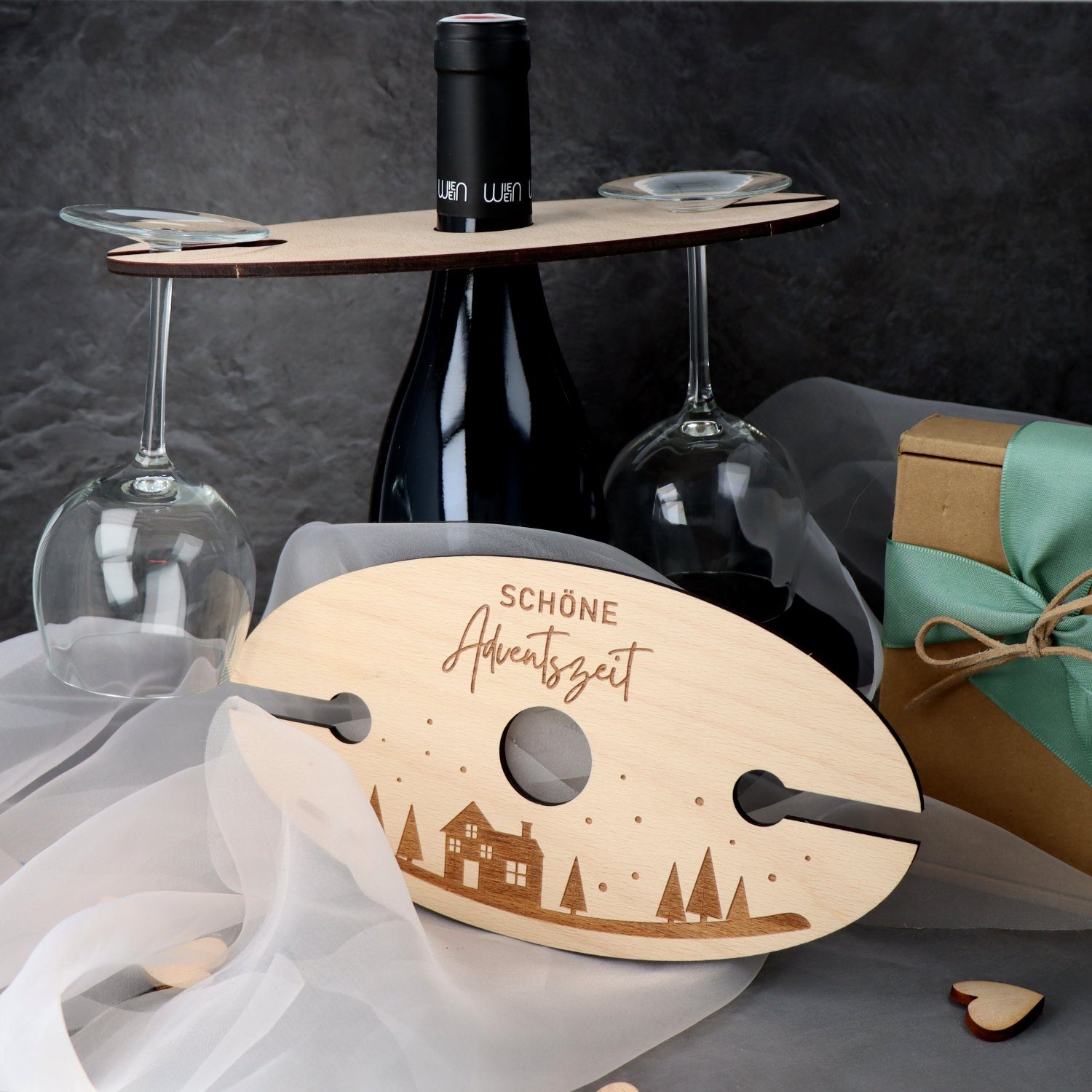 Spruchreif® Weinflaschenhalter Weinglashalter aus Holz, Holz günstig online kaufen