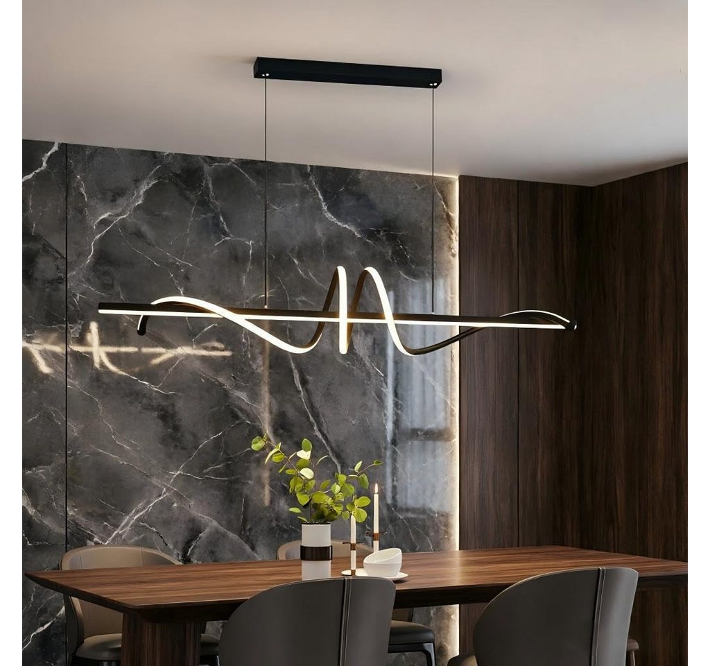 JDONG LED Pendelleuchte Schwarz 90cm Moderne Spirale höhenverstellbare Hängeleuchte, Pendelleuchten dimmbar mit Fernbedienung, flimmerfrei augenschonend, Kronleuchter 3000K–6000K Farbtemperatur, energiesparend für Esszimmer, Wohnzimmer, Kücheninsel & Gewe