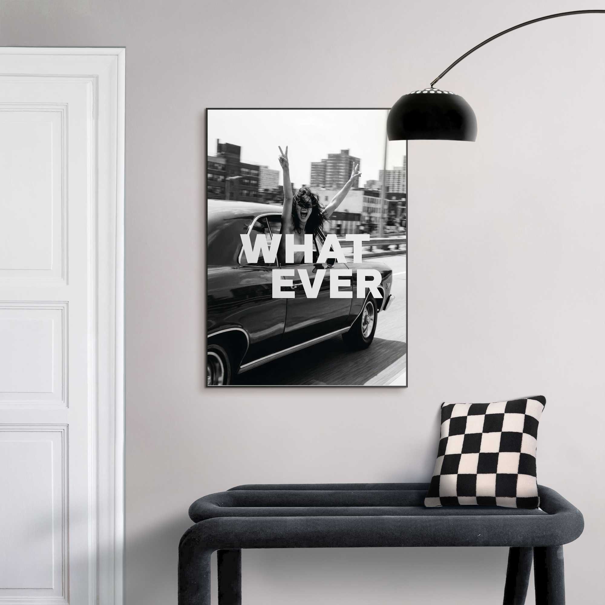 Reinders! Bild mit Rahmen Whatever, Schriftzüge (1 St), Teenager Zimmer - Schwarz-Weiß - MDF - Sprüche - 50x70 cm
