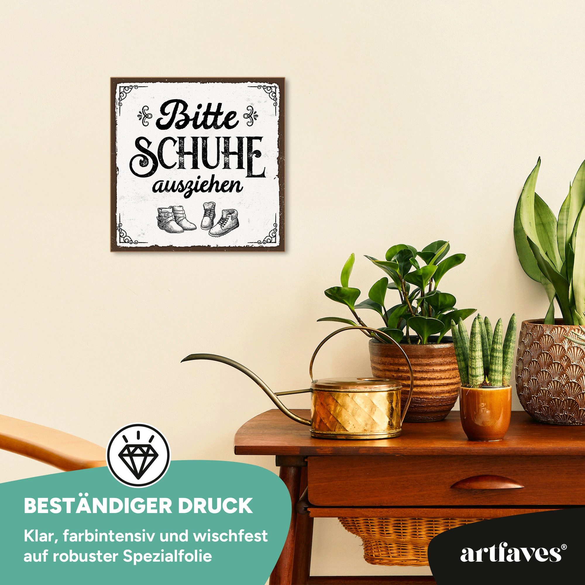 ARTFAVES Holzbild Schild mit Spruch - Bitte Schuhe ausziehen - Zuhause, Familie – Bild 3 von 5
