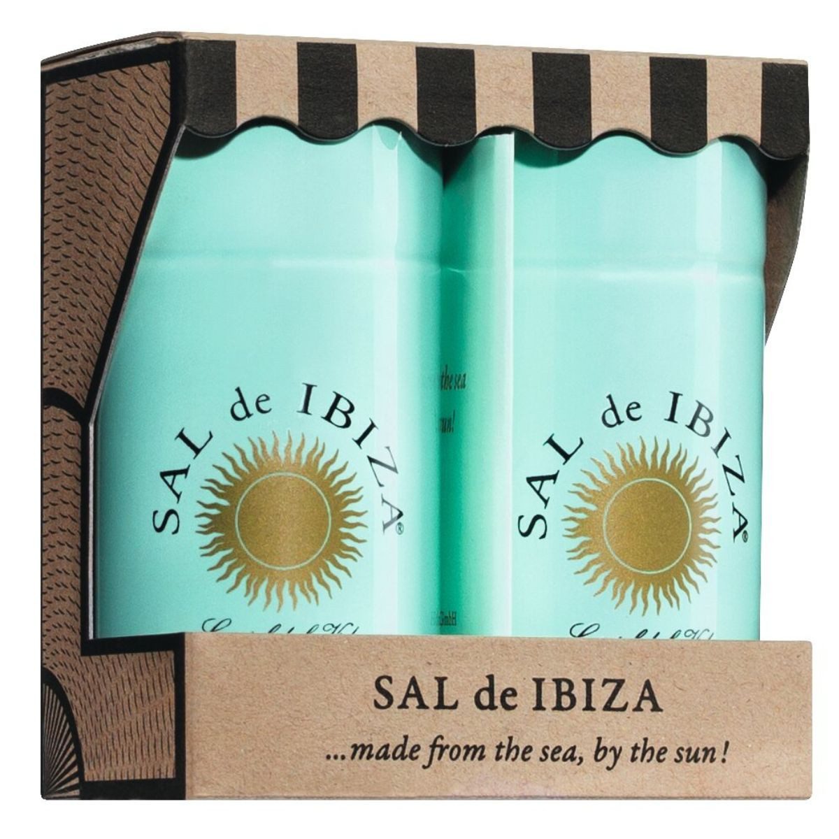 Sal de Ibiza Gewürz Granito Meersalz & Pfeffer Strandkorb-Duo, 130 g, Duo-Pack in Streuern