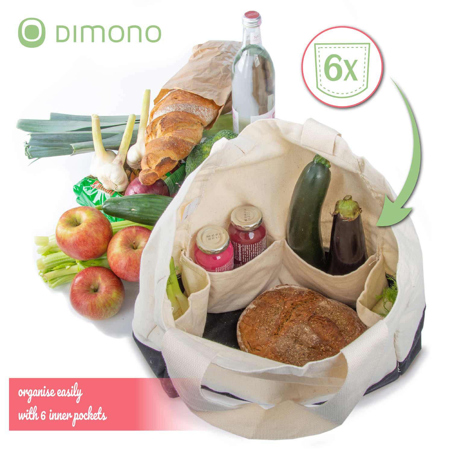 Dimono Einkaufsbeutel DIMONO Baumwolle Einkaufstasche – Bio Baumwolltasche mit breitem Boden, 24 l, Obst- & Gemüsebeutel Biologische Baumwolle