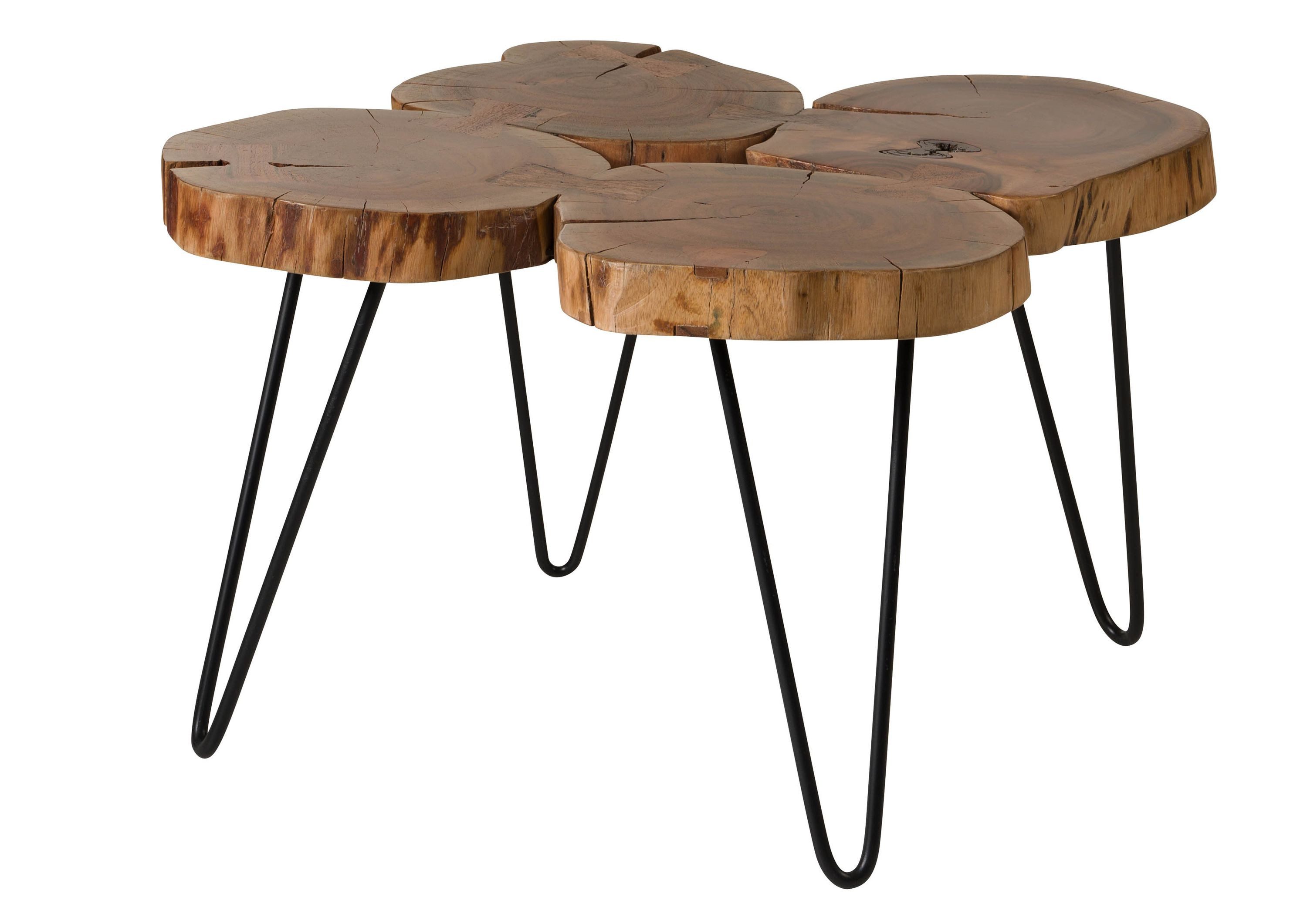 Massivmoebel24 Couchtisch LOUNGE COLLECTIONAkazieMassivholznatur (Massivholz teilmontiert 14 kg LOUNGE COLLECTION #24), Akazie 60x60x45 cm natur lackiert