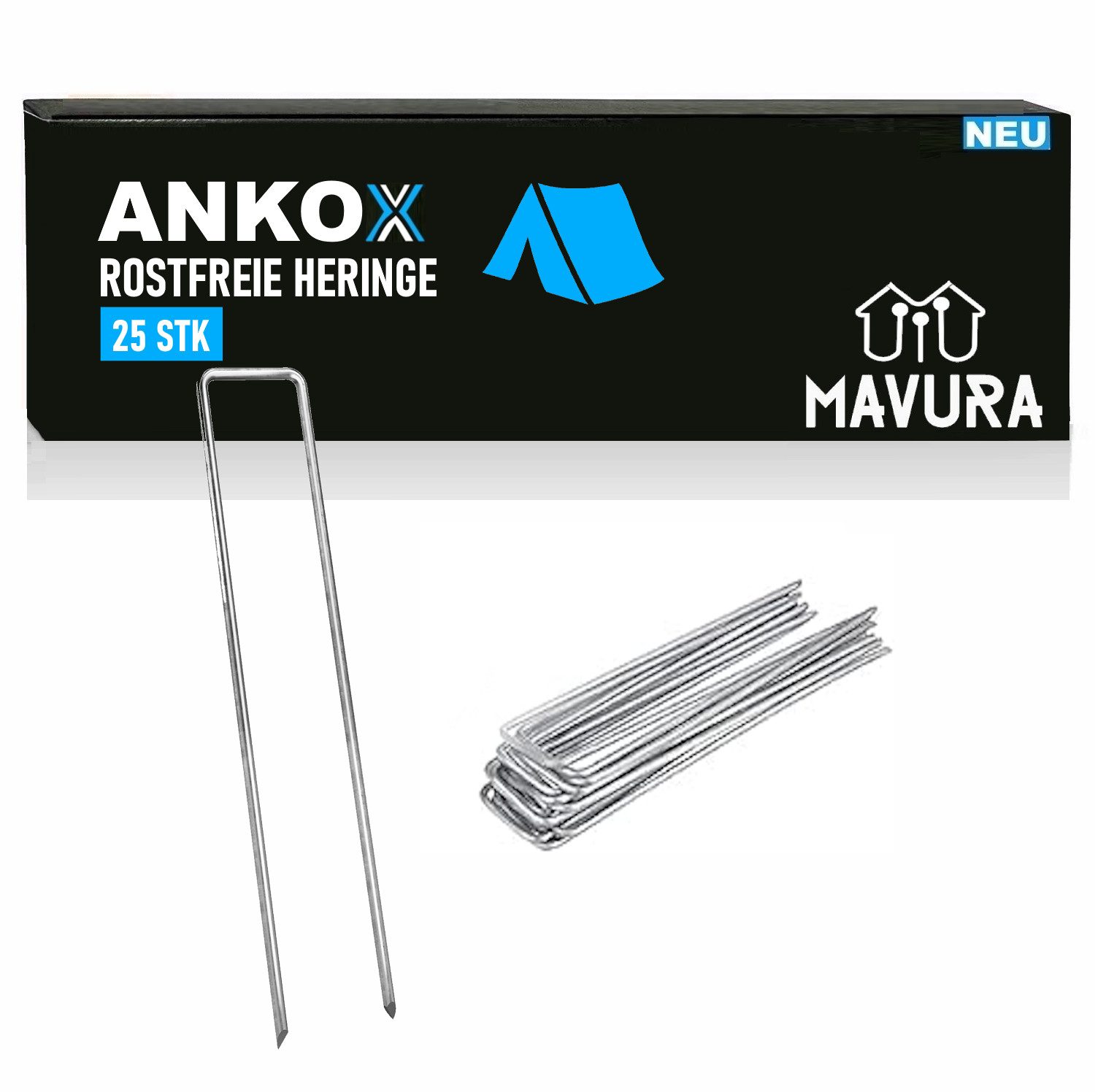 MAVURA Zelthering ANKOX 25 Stk Zelthering Befestigungsanker Erdanker Verzinkt, Rostfrei