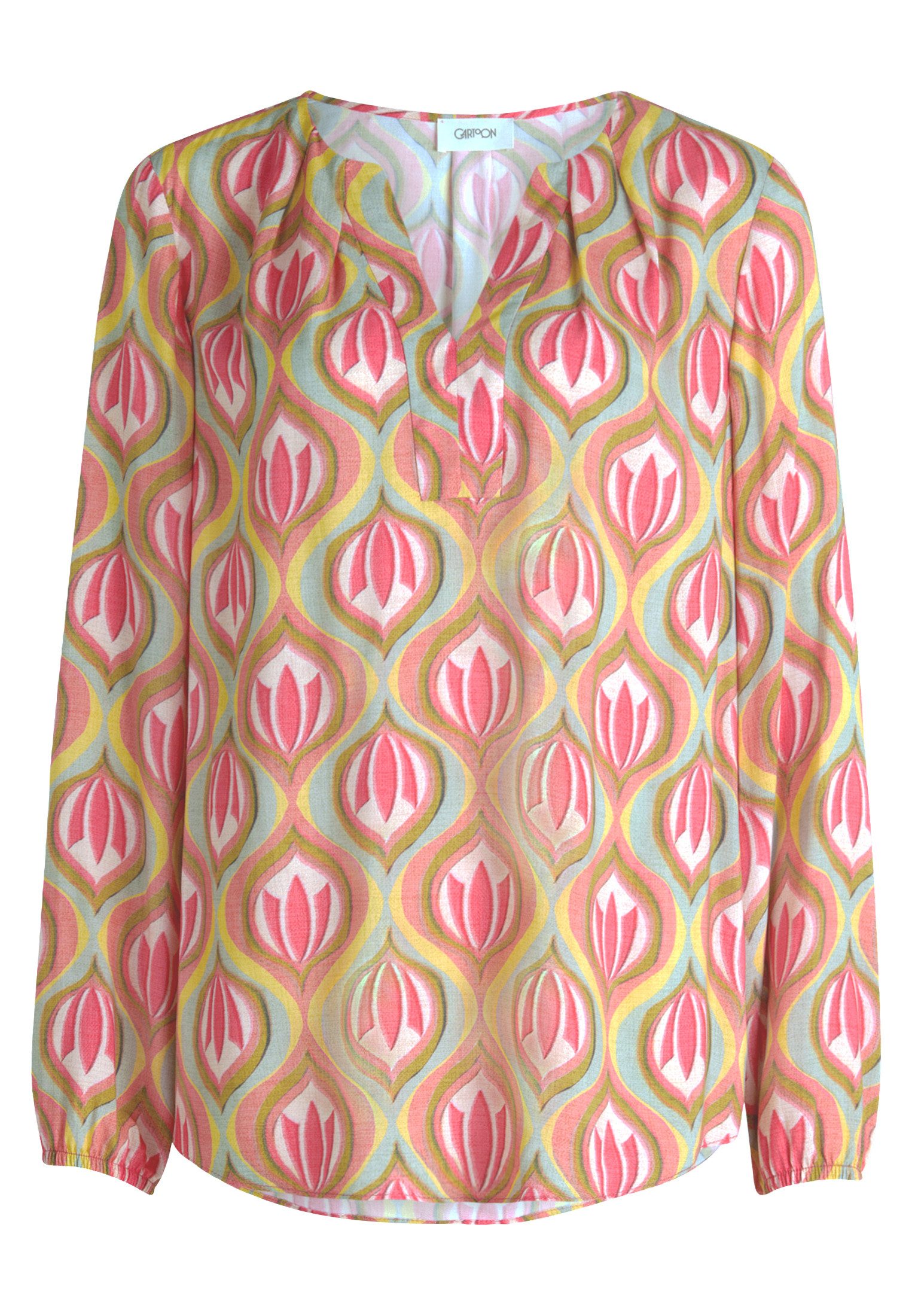 Cartoon Schlupfbluse Damen Casual-Bluse mit Muster günstig online kaufen