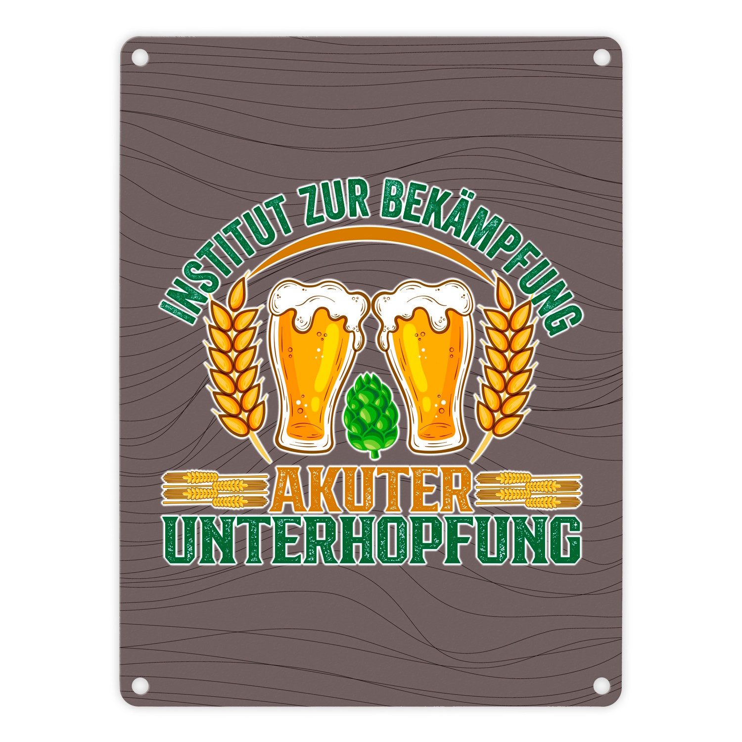 Metallschild Bier Metallschild in 15x20 cm Institut zur Bekämpfung akuter