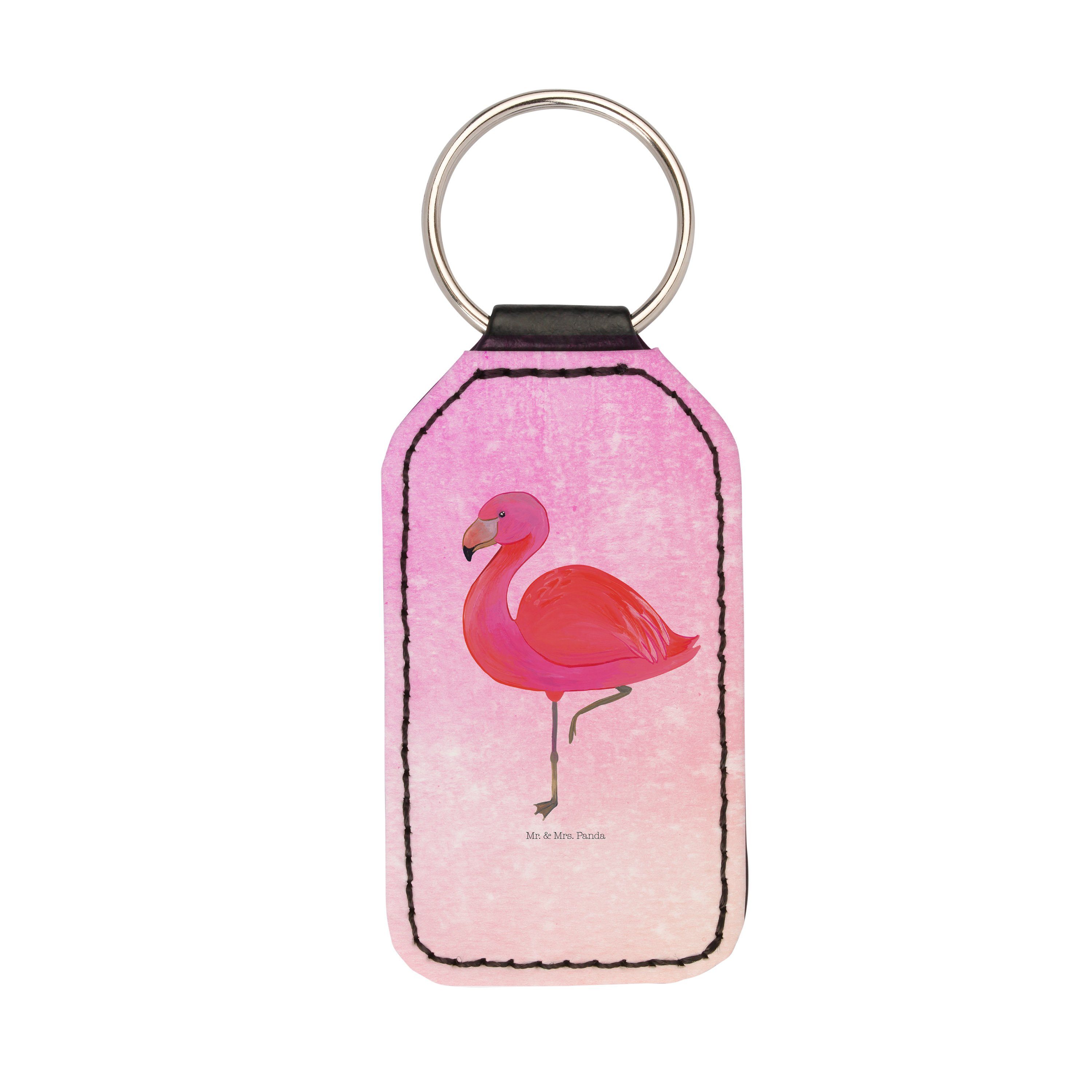 Mr. & Mrs. Panda Schlüsselanhänger Flamingo classic - Aquarell Pink - Geschenk, Anhänger, Glücksbringer, (1-tlg)
