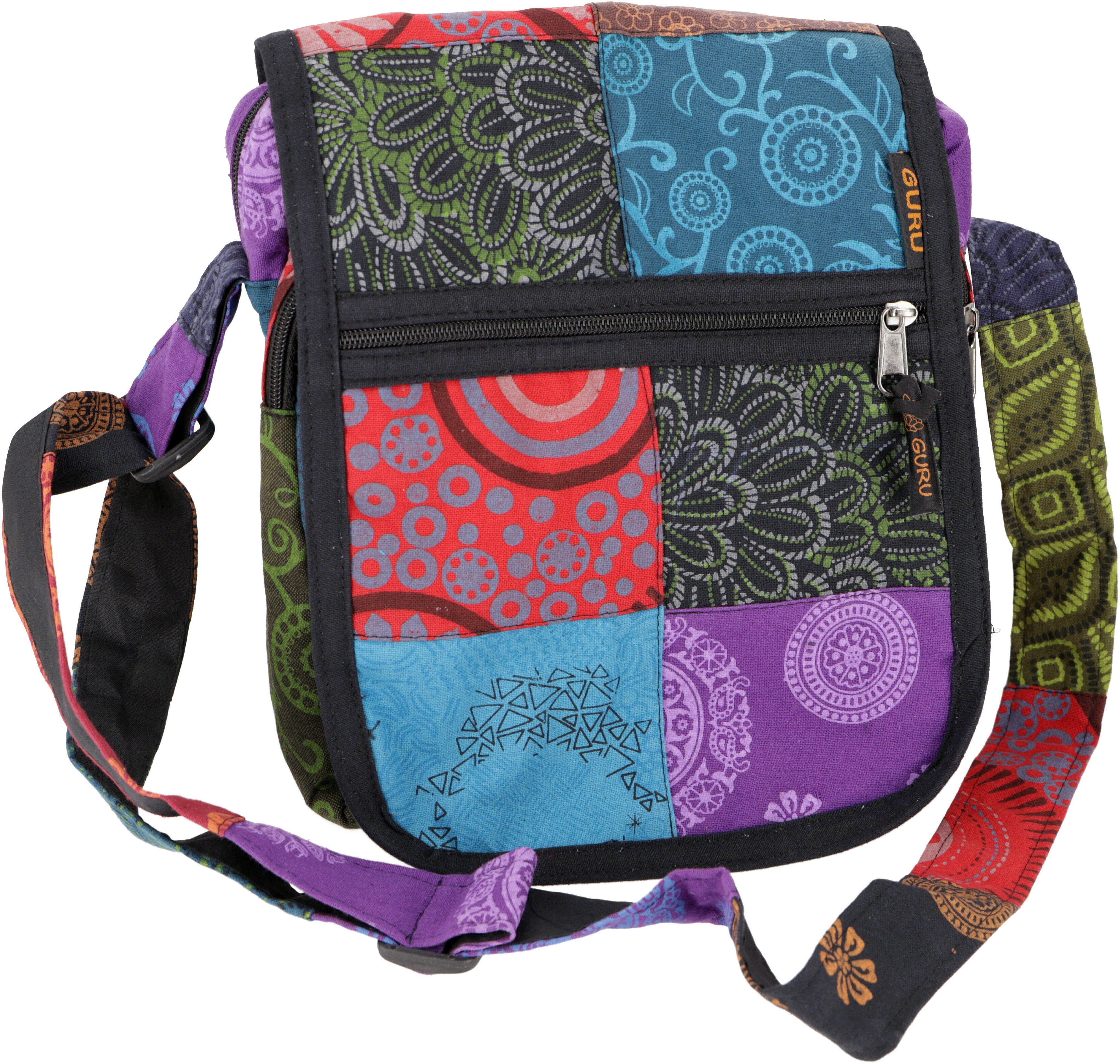 Guru-Shop Schultertasche Ethno Schultertasche, Patchwork Nepaltsche -..