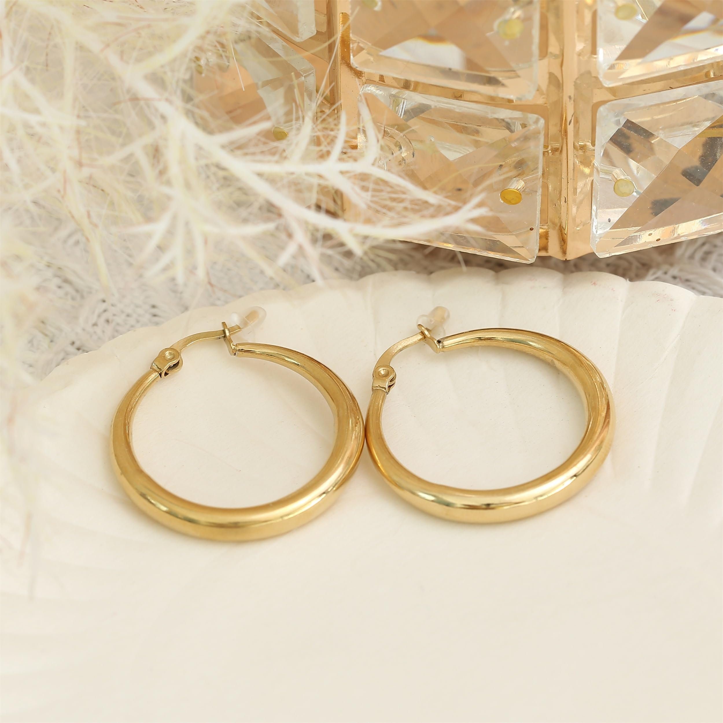 Made by Nami Creolen-Set Creolen Gold Ohringe Damen aus Edelstahl, Wasserfester Schmuck