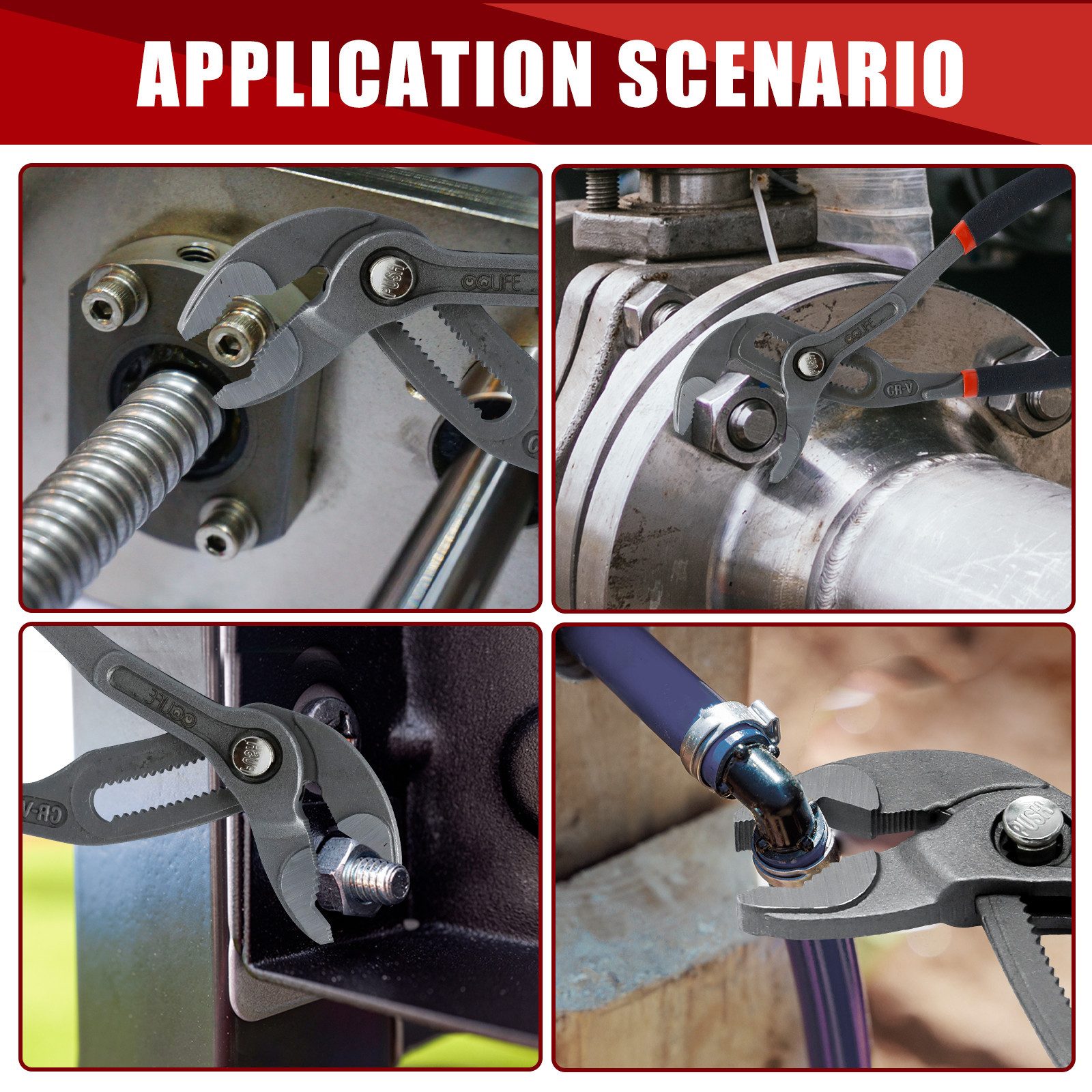 CCLIFE Zangenset Wasserpumpenzange aus Cr-V Stahl Rohrzange Pumpenzange