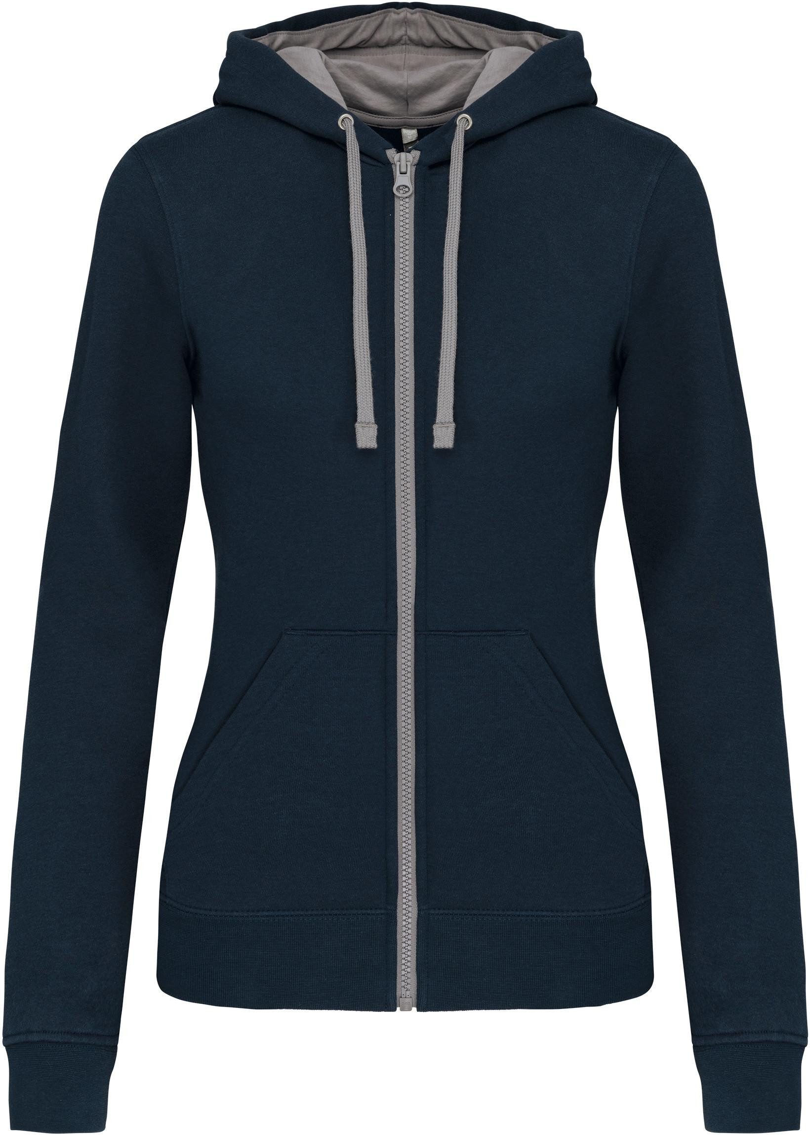 Kariban Kapuzensweatjacke DAMEN-KAPUZENSWEATSHIRT BICOLOR mit Reißverschluss