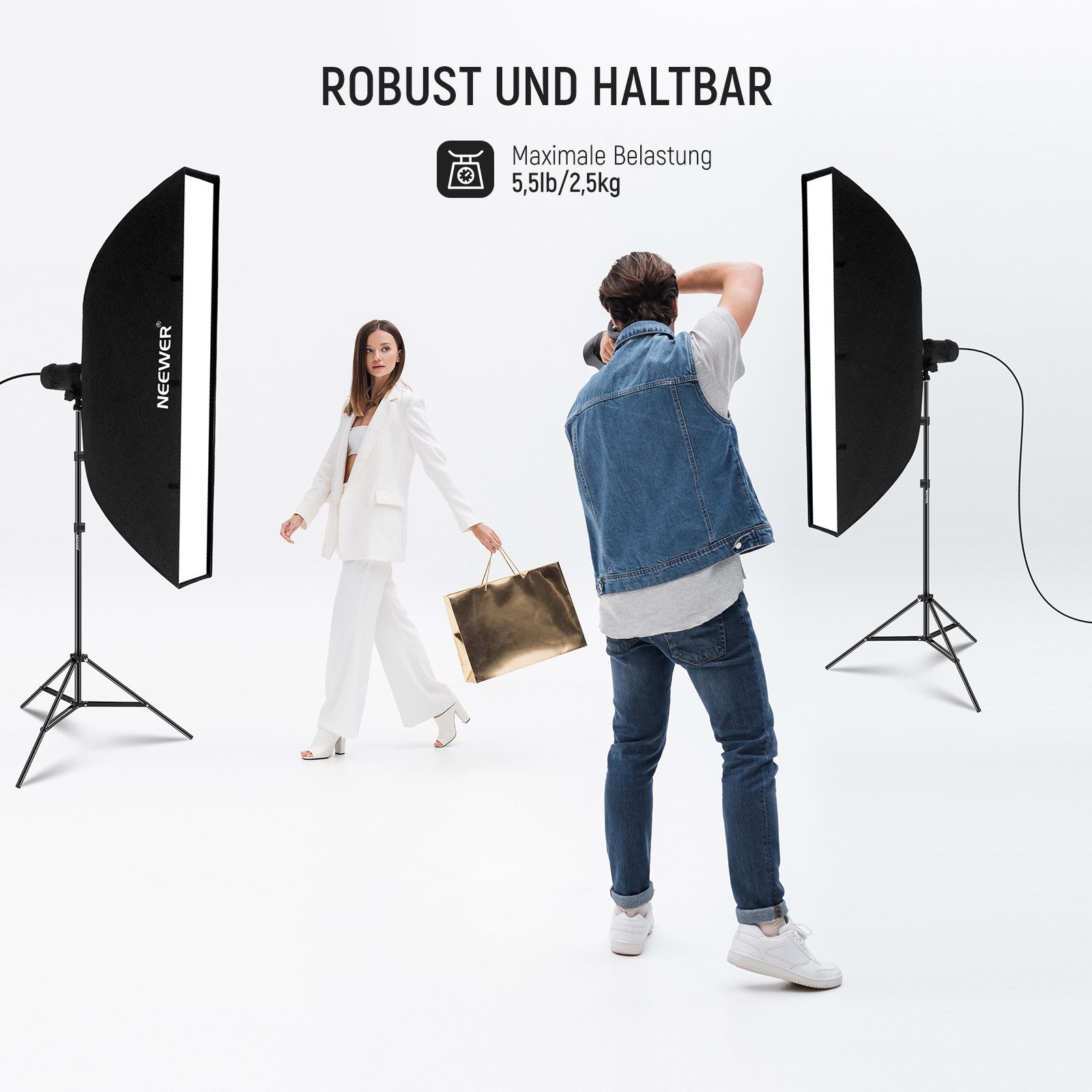 Neewer ST210 2x 210cm Alu Studio Lichtständer, Höhenverstellbar 72-210 cm Lampenstativ (für Video-, Porträt- und Fotobeleuchtung, Reflektoren, Softboxen)