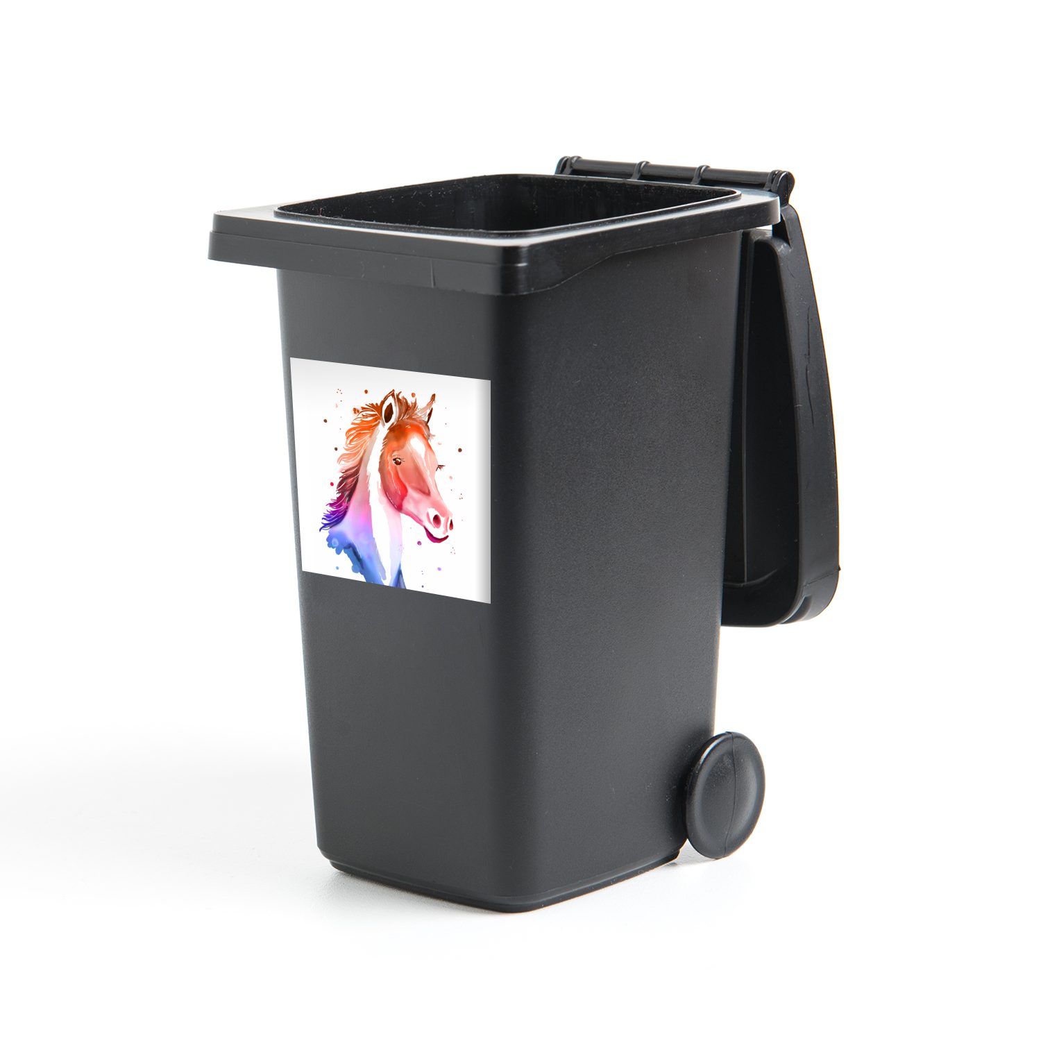 MuchoWow Wandsticker Pferd - Orange - Rosa - Mädchen - Kinder - Mädchen (1 St), Mülleimer-aufkleber, Mülltonne, Sticker, Container, Abfalbehälter