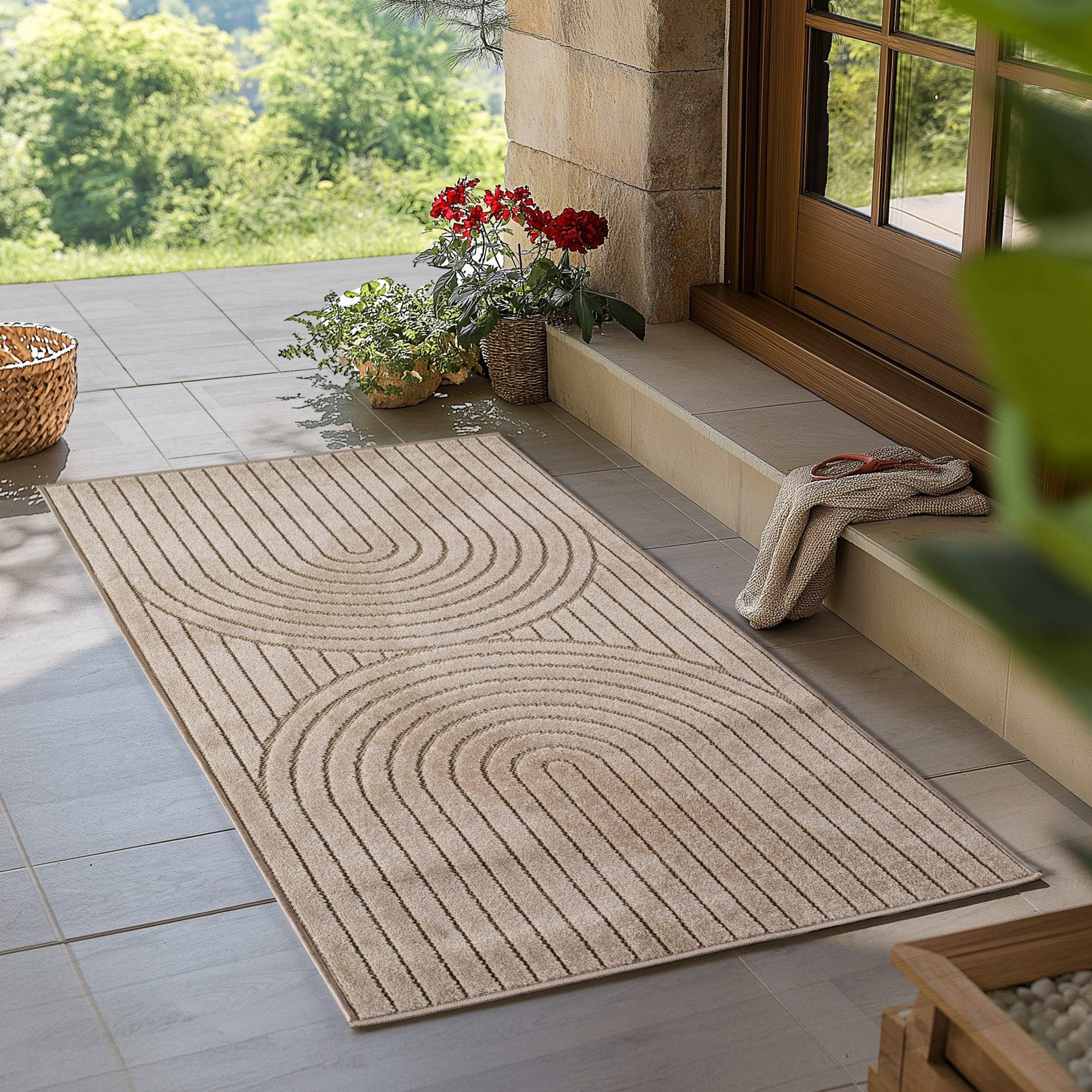 Teppium Teppich Skandinavischer 3D-Teppich, Rechteckig, Höhe: 5 mm, Indoor Outdoor Teppich Wetterfest 3D Optik Wohnzimmer Küchen Terrasse