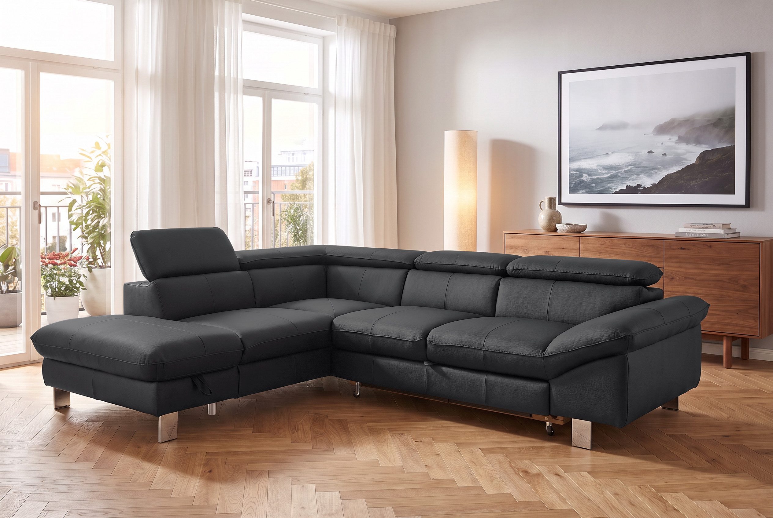COTTA Ecksofa Driver L-Form, B: 265cm, moderne Couch, Wellenunterfederung, inkl. 3 x, Kopfteilverstellung, optional Schlaffunktion & …