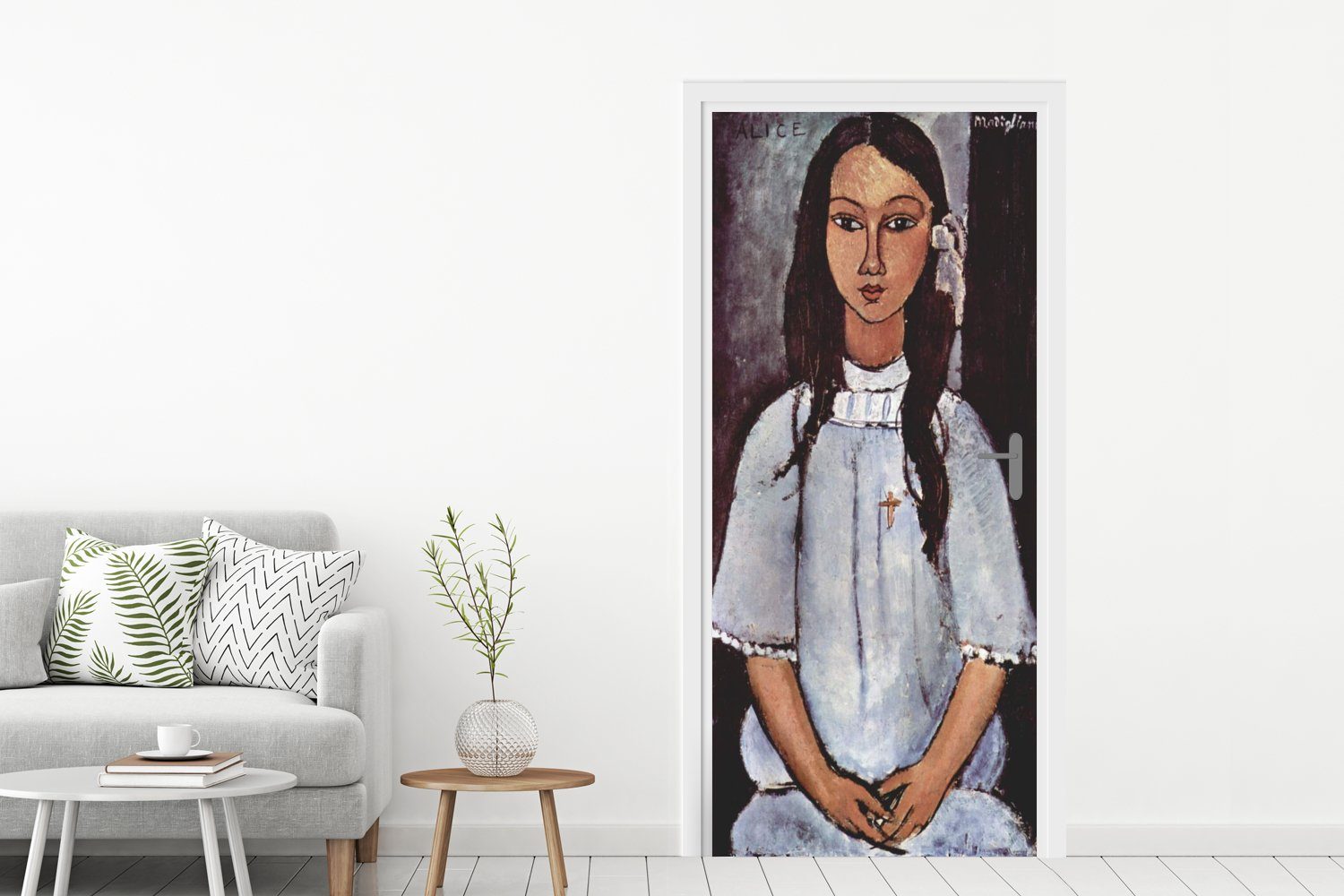Gemälde Tür, Amedeo von für Matt, (1 St), Türaufkleber, cm - Alice bedruckt, Türtapete Fototapete MuchoWow Modigliani, 75x205