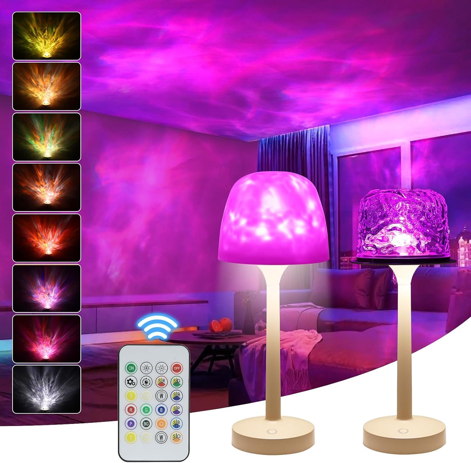 LED Nachtlicht Tischleuchte, LED Sternenhimmel Projektor, Aurora Lampe 16 Colors