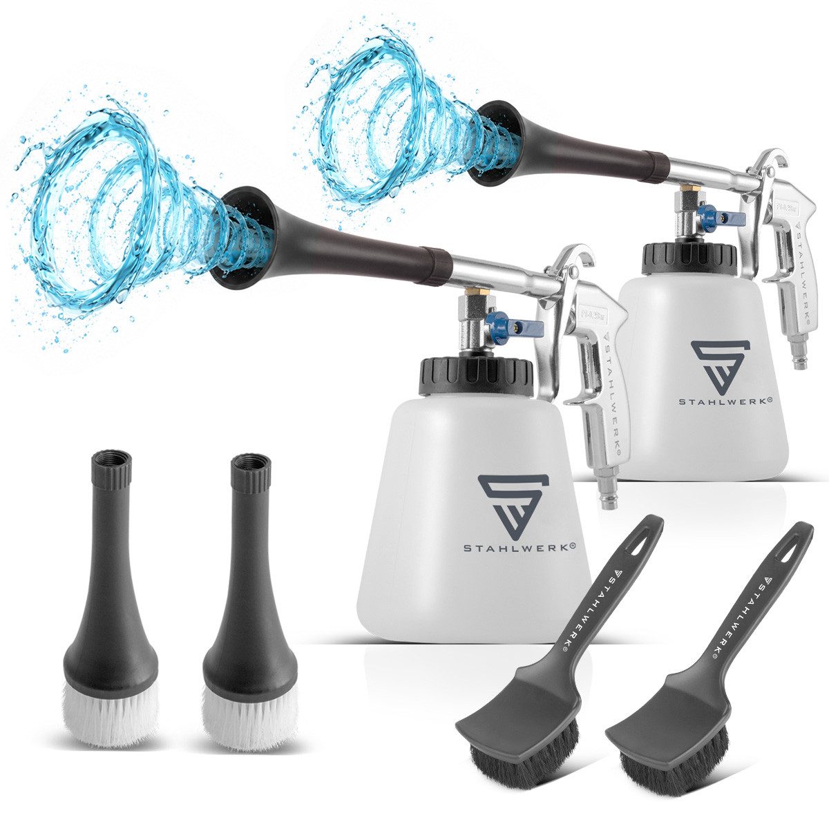 STAHLWERK Druckluftwerkzeug 2 x Druckluft-Reinigungspistole RP-90 ST Tornado-Effekt, (Paket, 3-tlg., Set), zum effektiven Reinigen von verschmutzen Oberflächen