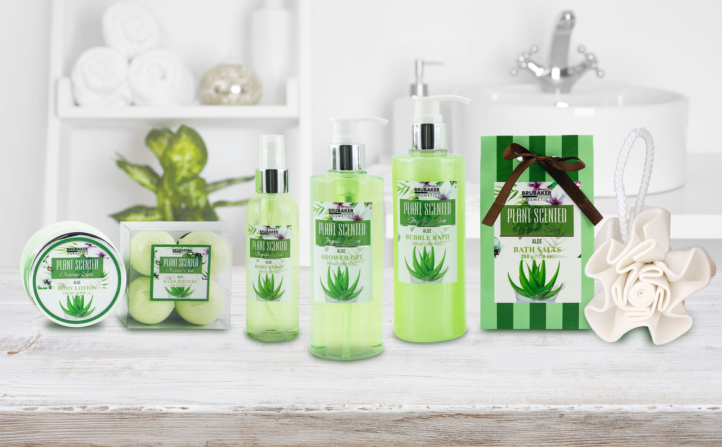 BRUBAKER Pflege-Geschenkset Dusch- und Badeset mit Aloe Vera Duft, Geschenkset für Damen, 11-tlg., Frauen Geschenk Set in Vintage Wanne, Beauty Pflegeset