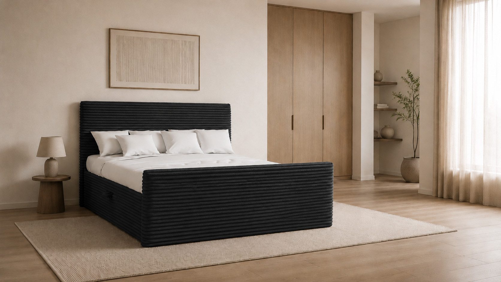 Kaiser Möbel Boxspringbett Trento mit Bettkasten, Topper und Bonellmatratze, VELO Stoff (Komplett-Set (Bettgestell, Matratze, Topper), mit Topper mit Bettkasten antibakterieller Bezug einfache Montage