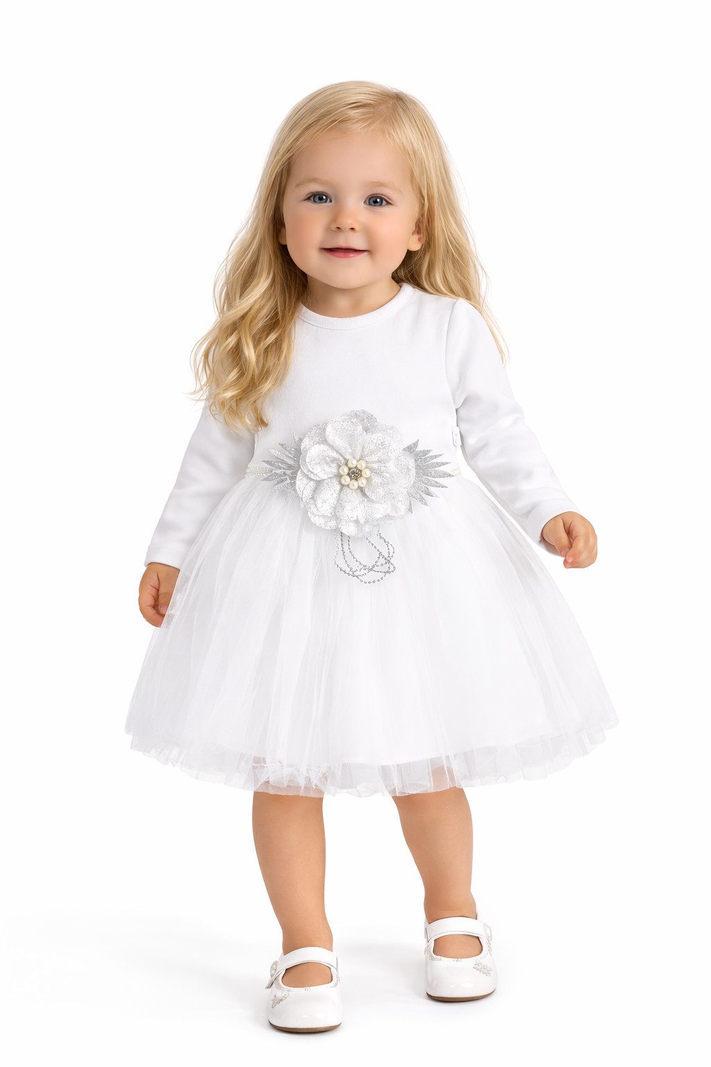Lorey Medtec Taufkleid Prinzessin Kleid, Party Kleid, Spitze, Tüll, 100% Baumwolle, Weiß Spitze, Tüll