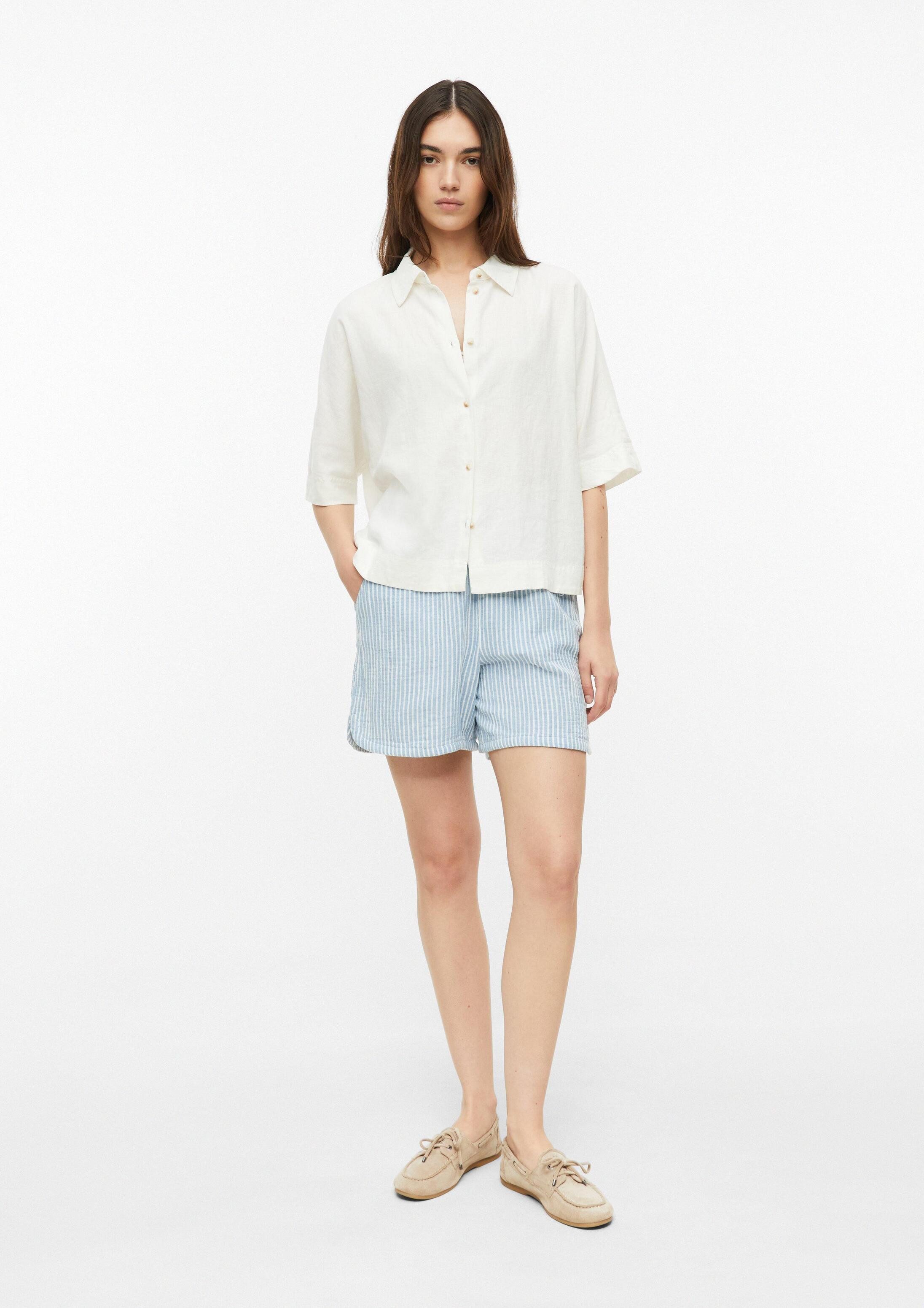 s.Oliver Shorts Hose Gestreifte Shorts aus aus Musselin