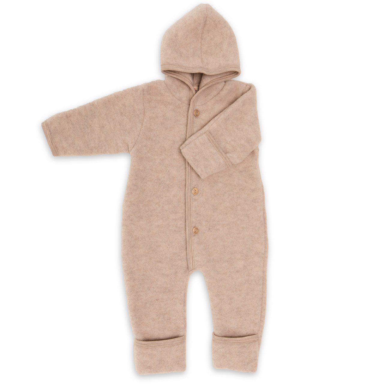Engel Naturkleidung Overall (1-tlg) Baby Fleece Overall mit Kapuze aus Bio Merinoschurwolle