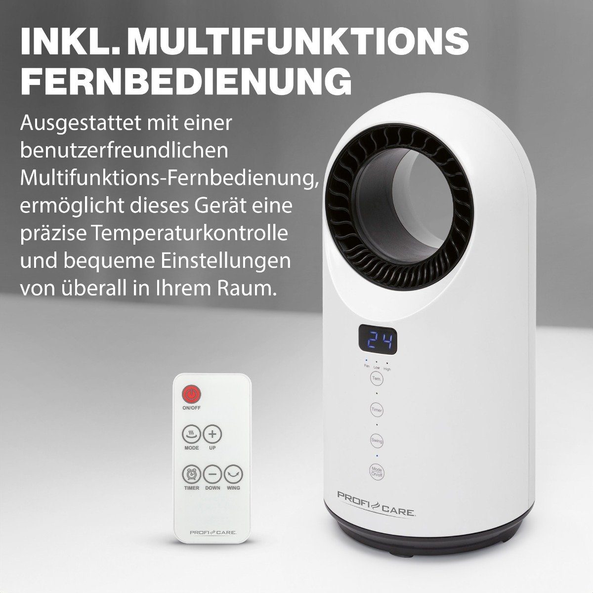 Keramik-Heizlüfter PC-HL 3086, ProfiCare 2in1 Tischventilator Heizlüfter und