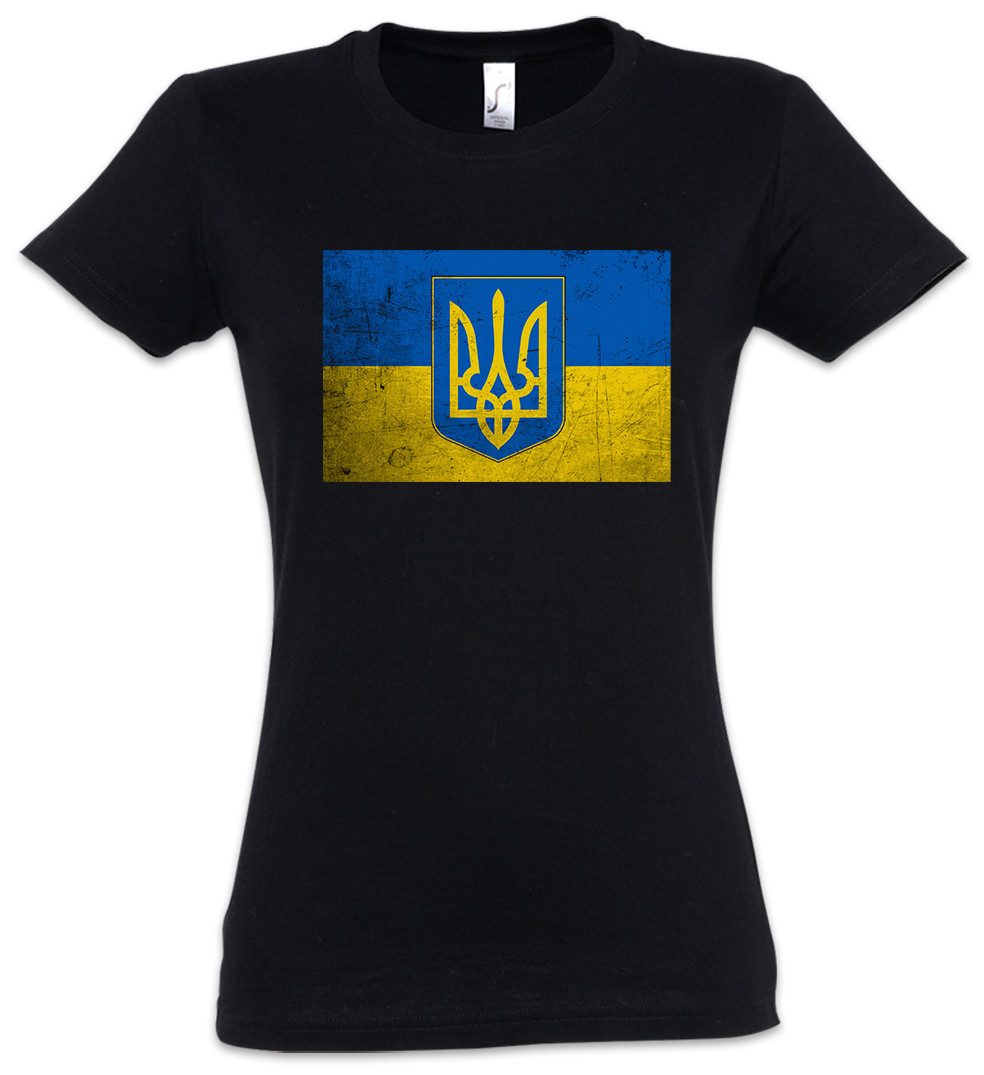 Print-Shirt Classic Ukraine Flag Damen T-Shirt Against War Widerstand Fahne Faust